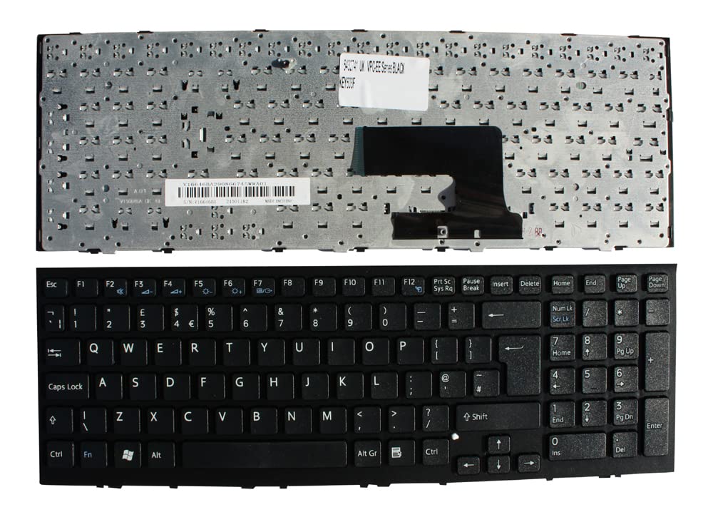 Black Replacement Laptop Keyboard with UK Layout - Compatible with Sony Vaio VPC-EE21FX/WI - Perfect for Typing, Gaming & Office Work