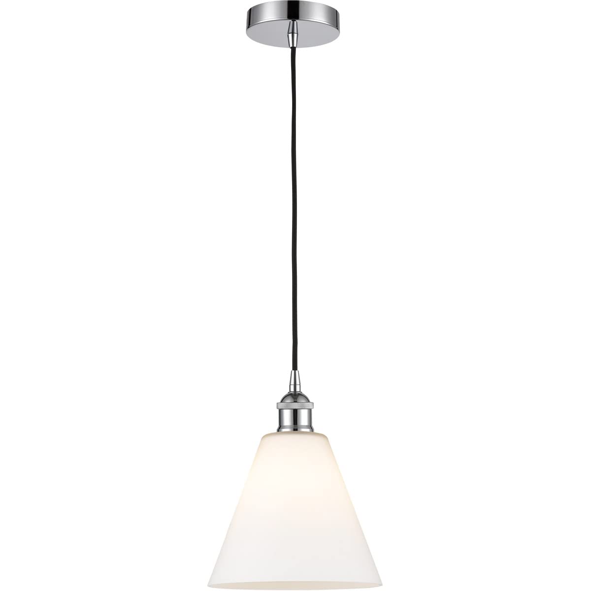 GBC-81 LED Edison Cone Mini Pendant Light - Polished Chrome Finish - Vintage Style Bulb - Perfect for Kitchen Island, Dining Room, or Bar Lighting