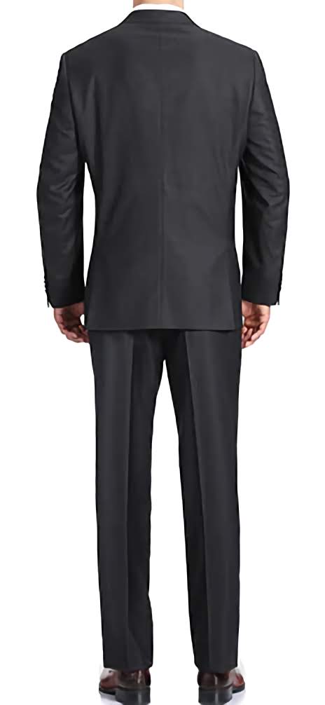 100% Virgin Wool Men's 2-Piece Suit - Regular Fit Charcoal Gray 2-Button Business Formal Attire for Office, Weddings & Special Occasions