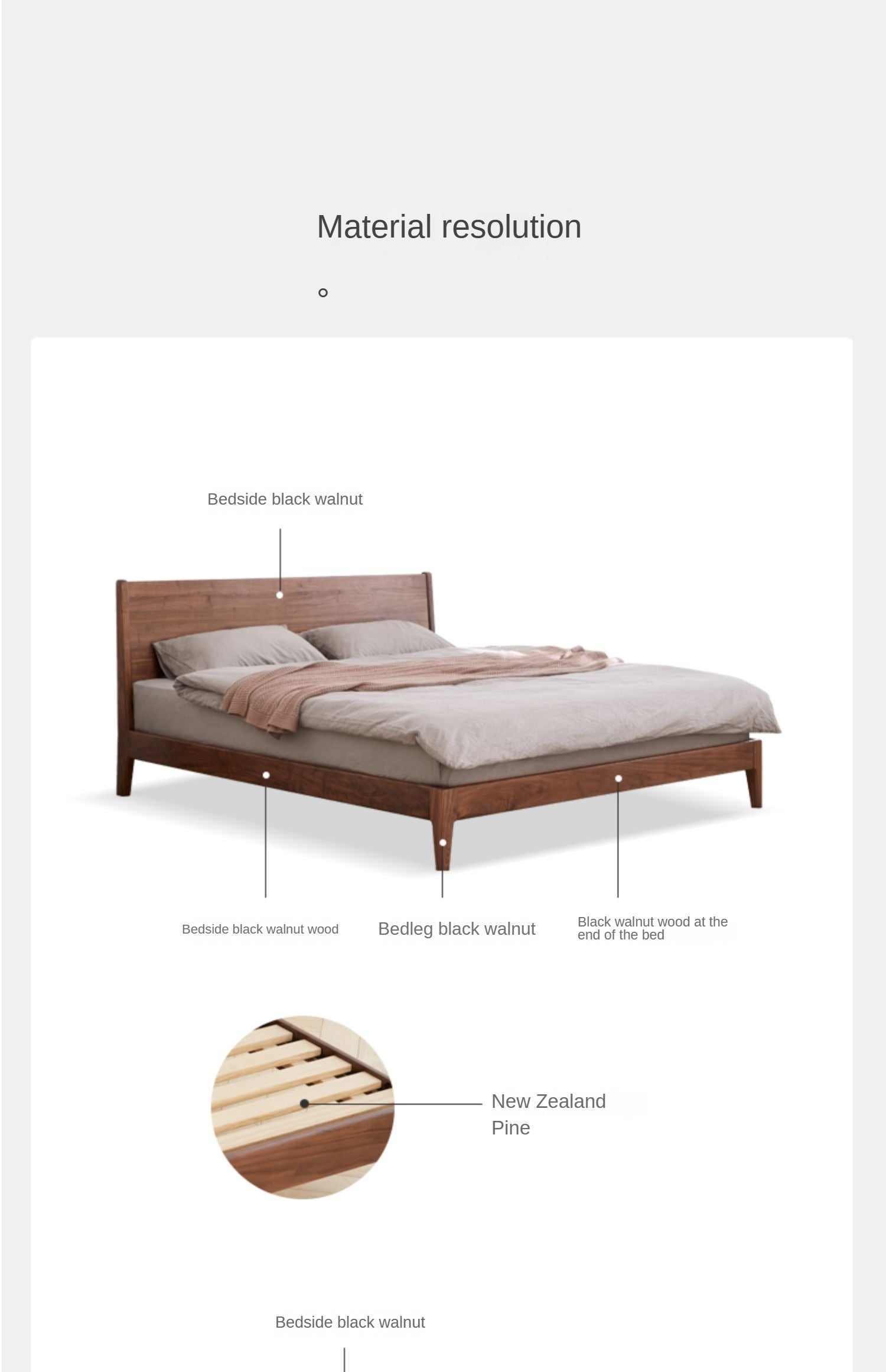 Solid Black Walnut Wood Bed Frame - Queen Size, Natural Wood Grain, Sturdy Platform Bed - Perfect for Modern, Farmhouse & Rustic Bedroom Decor