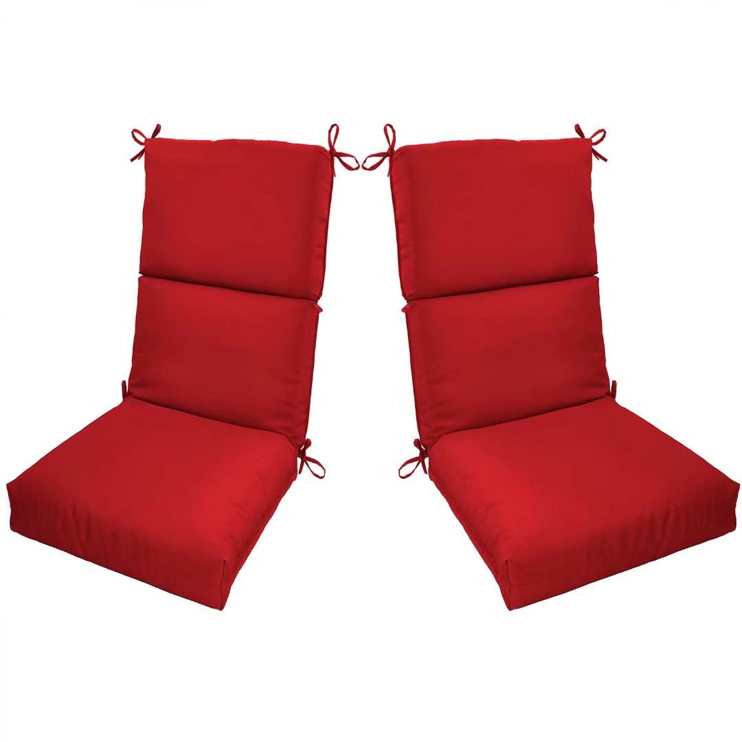 **Deep Seat Cushions Set of 2 – High Back Indoor/Outdoor Patio Cushions in Red – Comfortable & Durable for Sofa, Chair, or Garden Seating**
