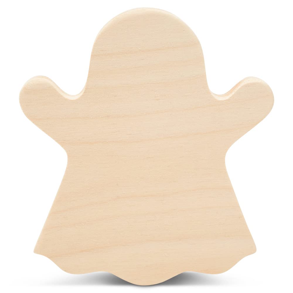 100-Pack Chunky Ghost Wooden Cutouts 4x3.5 Inch - Halloween Craft Decorations for Fall Tiered Trays, DIY Scrapbooking & Home Decor by Woodpeckers | Perfect for Seasonal Displays, Party Favors & Spooky Crafts