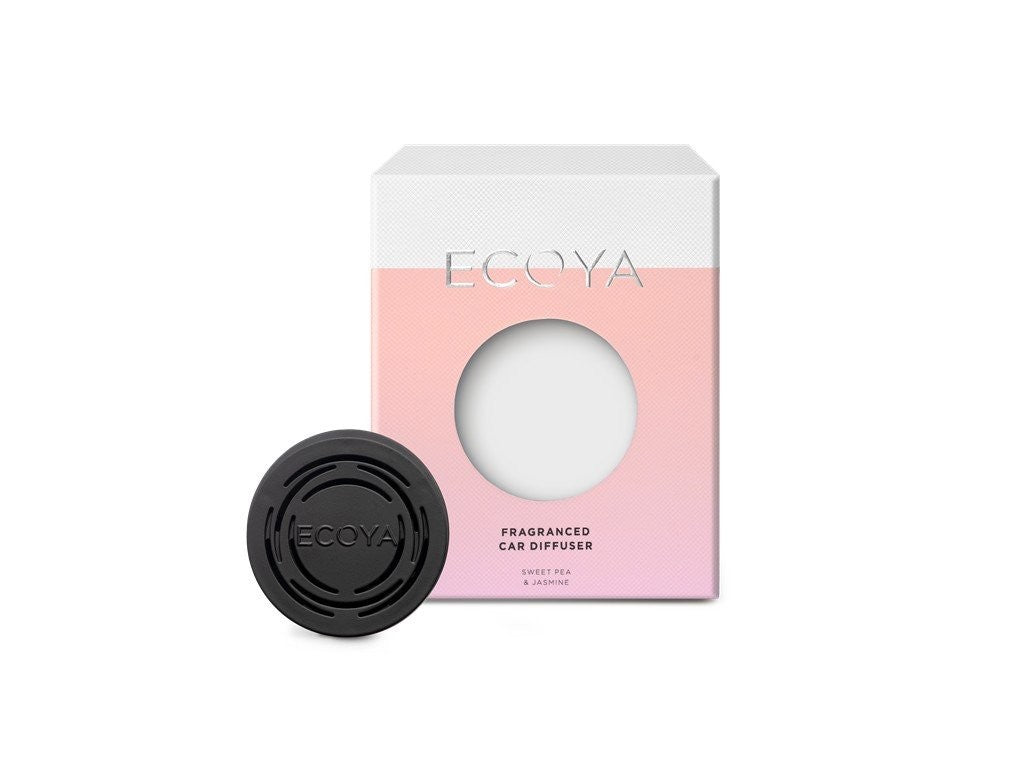 Ecoya Car Diffuser - Sweet Pea & Jasmine Scented Essential Oil Diffuser for Cars | Portable Aromatherapy for Relaxation & Stress Relief | Perfect for Commuting, Road Trips & Office Use