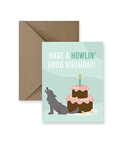 Howlin' Good Wolf Birthday Greeting Card - Funny Animal Birthday Card for Wolf Lovers - Perfect for Friends & Family Celebrations