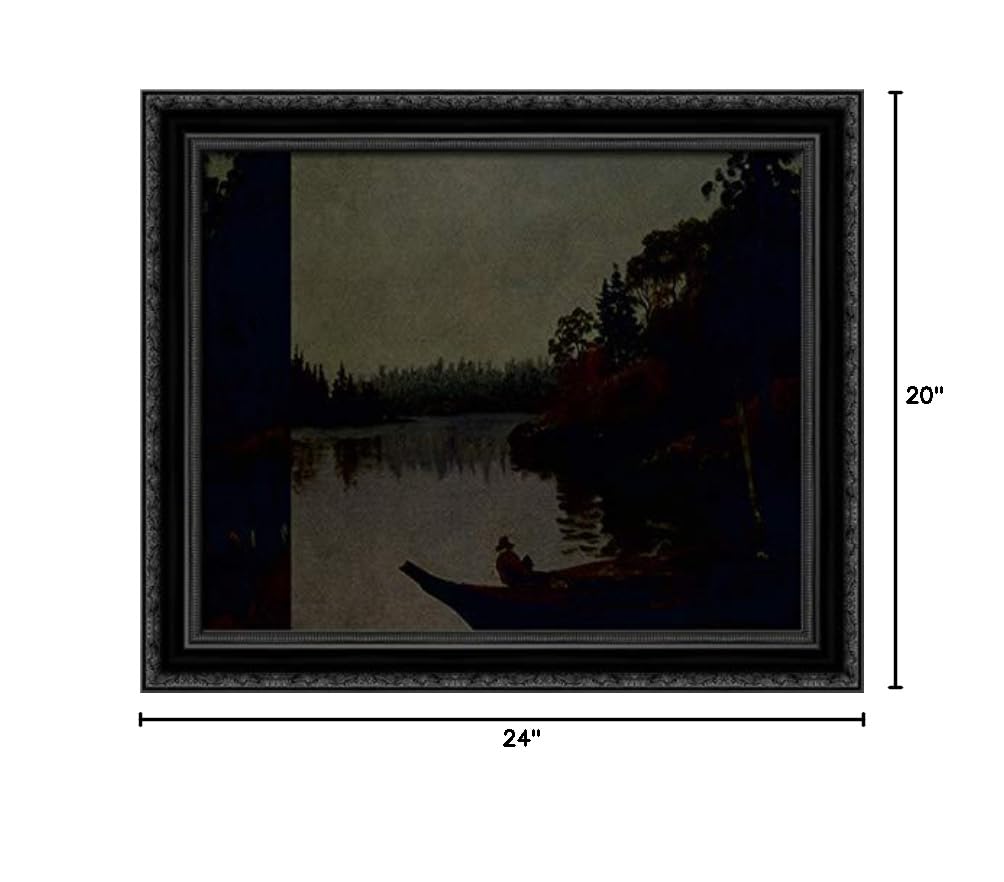 Albert Bierstadt Northwest Coast Fishing 24x20 Black Ornate Wood Framed Canvas Art - Perfect for Living Room, Office & Coastal Home Decor