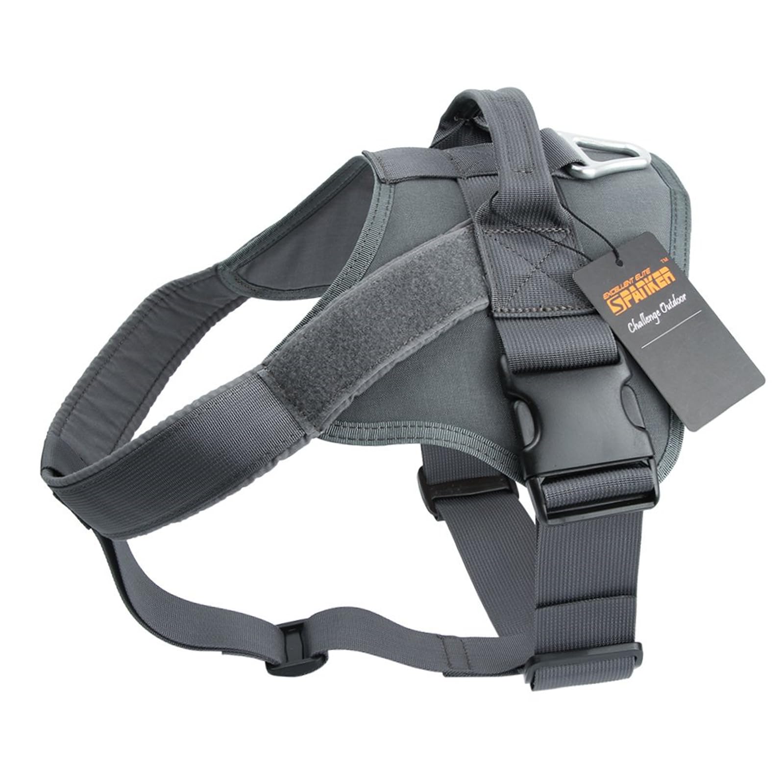 EXCELLENT ELITE SPANKER Tactical Dog Harness - No-Pull Military Patrol Vest for Service & Working Dogs - Adjustable Training Harness with Handle for Medium & Large Dogs (Grey, Small) - Perfect for Police K9, Security Patrol & Outdoor Adventures