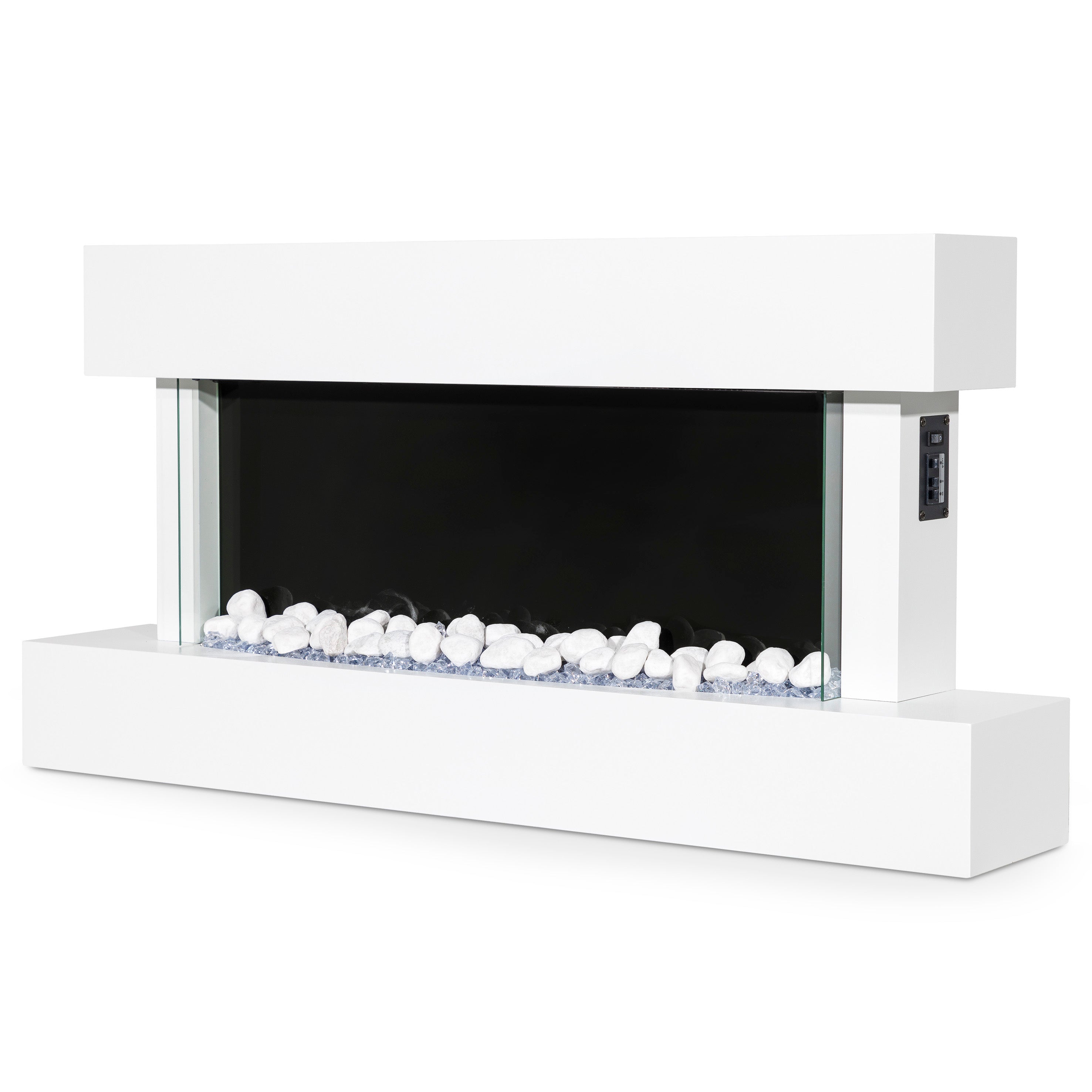 Baridi 46 Inch Electric Fireplace Wall Mounted with Realistic LED Flame Effects - White DH113 - Perfect for Living Room, Bedroom & Office Heating & Ambiance