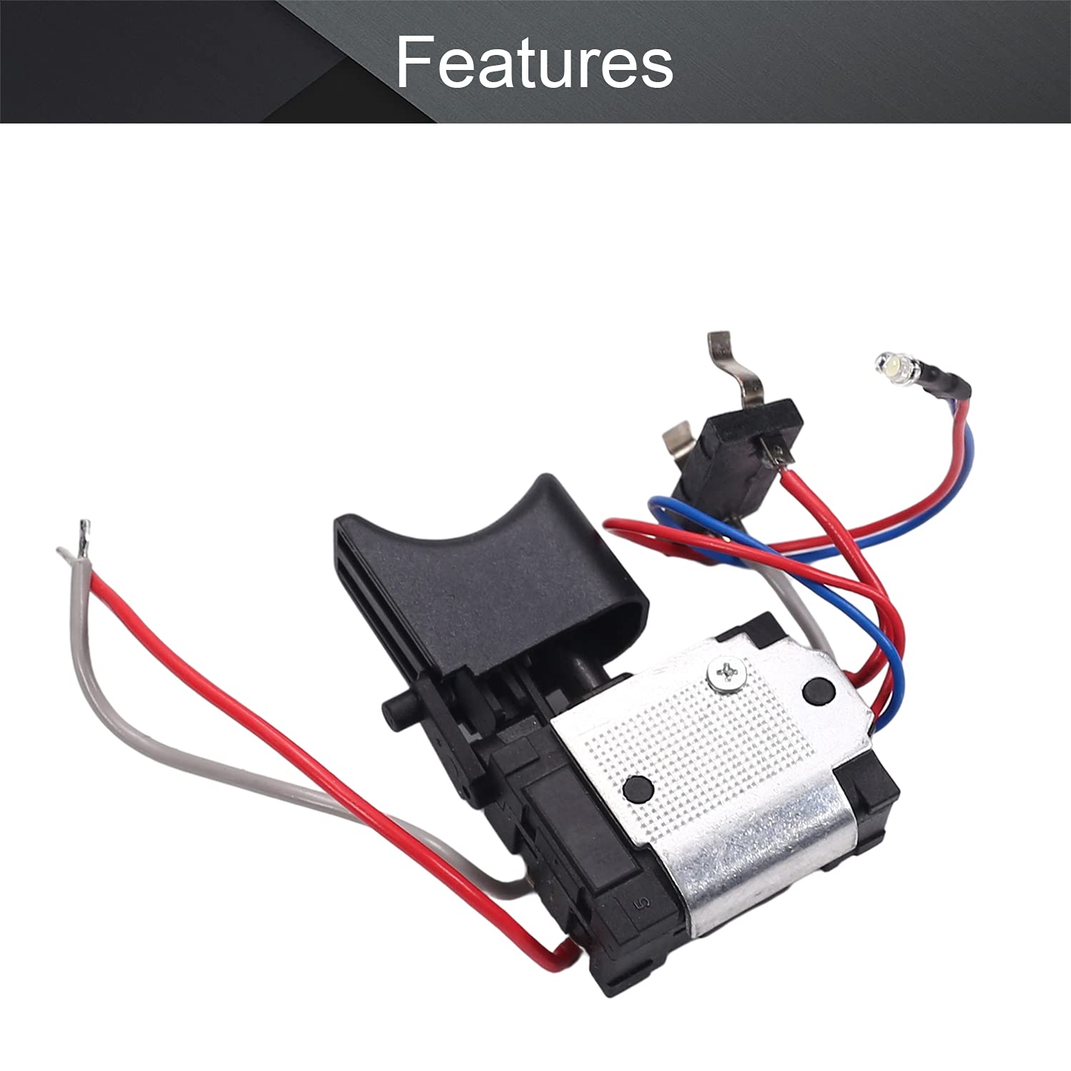 Fielect 12V Electric Drill Trigger Switch Replacement - Compatible with Lithium Battery Cordless Drills, Speed Control with LED Light - Perfect for DIY Home Repairs, Woodworking, and Professional Construction Projects