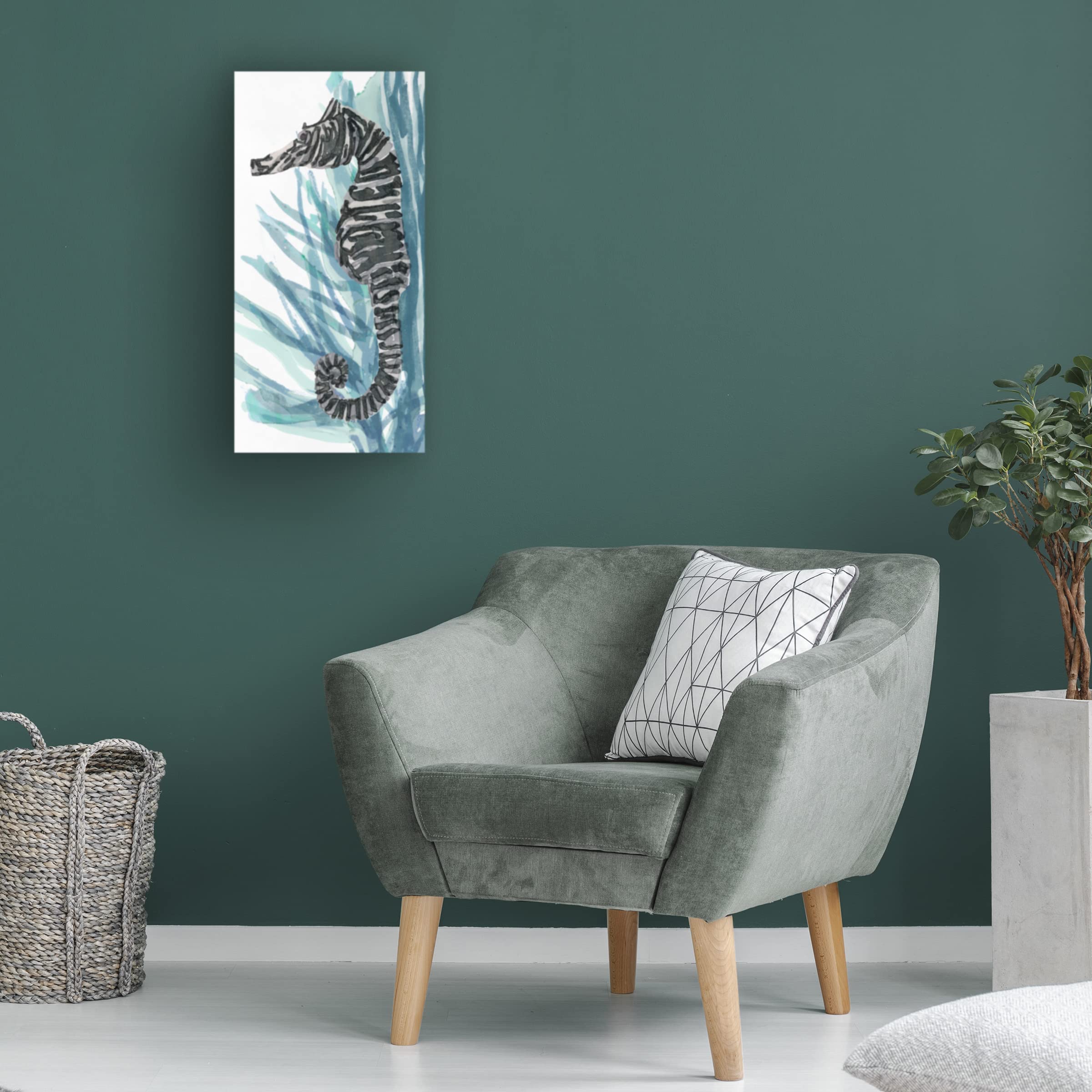 Stellar Design Studio 'Zebra Seahorse II' Canvas Wall Art Print - Modern Ocean Animal Decor for Living Room, Bedroom & Office