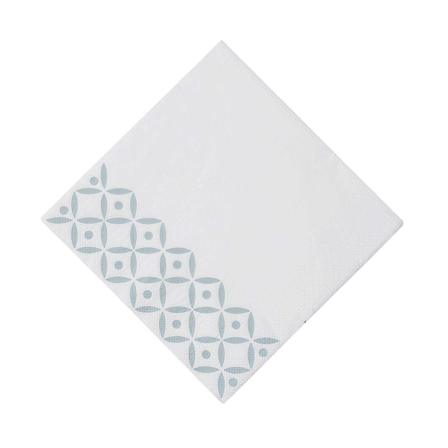 Silver Geometric Paper Napkins - 16 Pack Elegant Party Supplies for Weddings, Birthdays & Dinner Parties