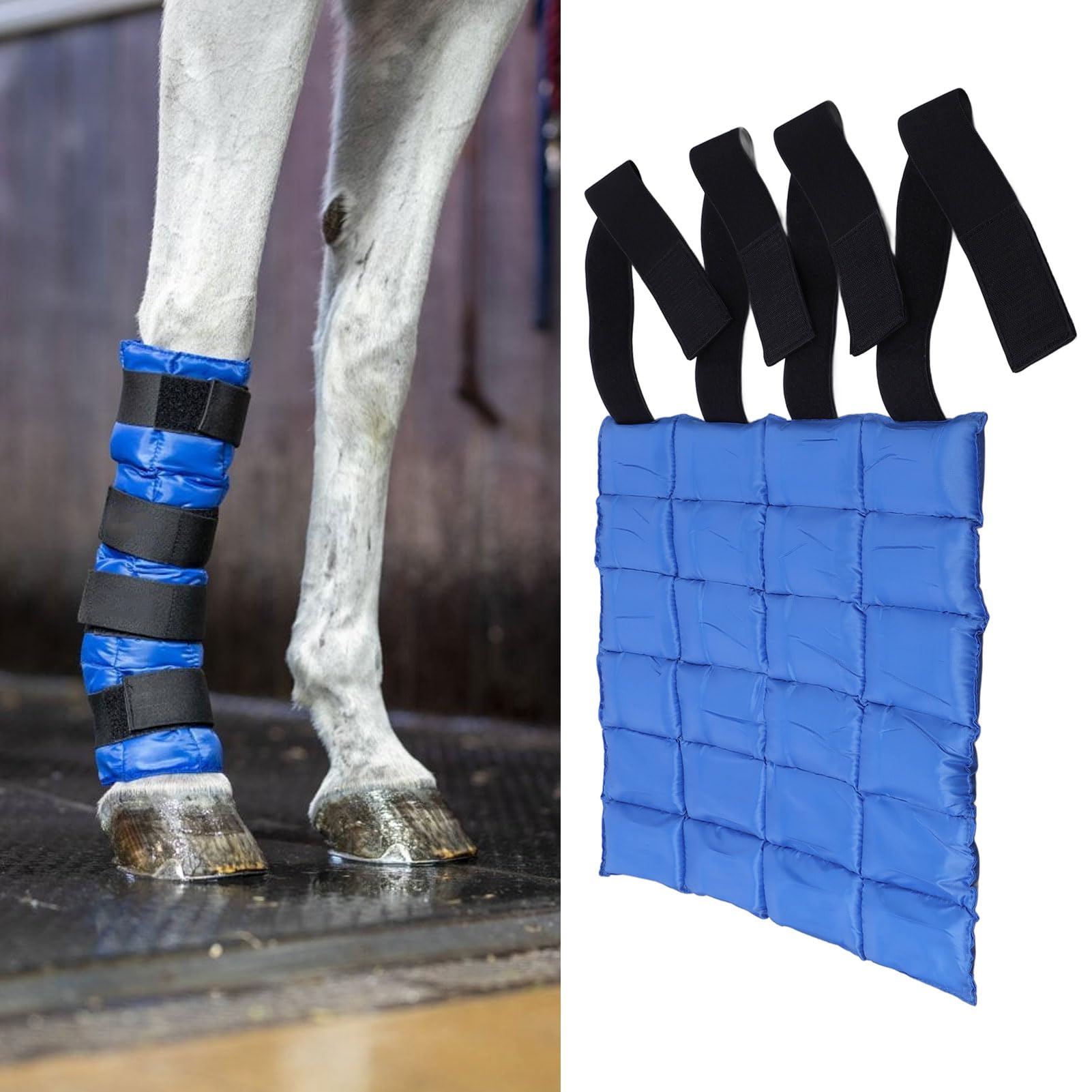Professional Reusable Horse Ice Boot - Cooling Wrap for Leg, Knee, Hock & Hooves - Flexible Straps Cold Therapy for Horses - Perfect for Post-Training Recovery & Injury Treatment