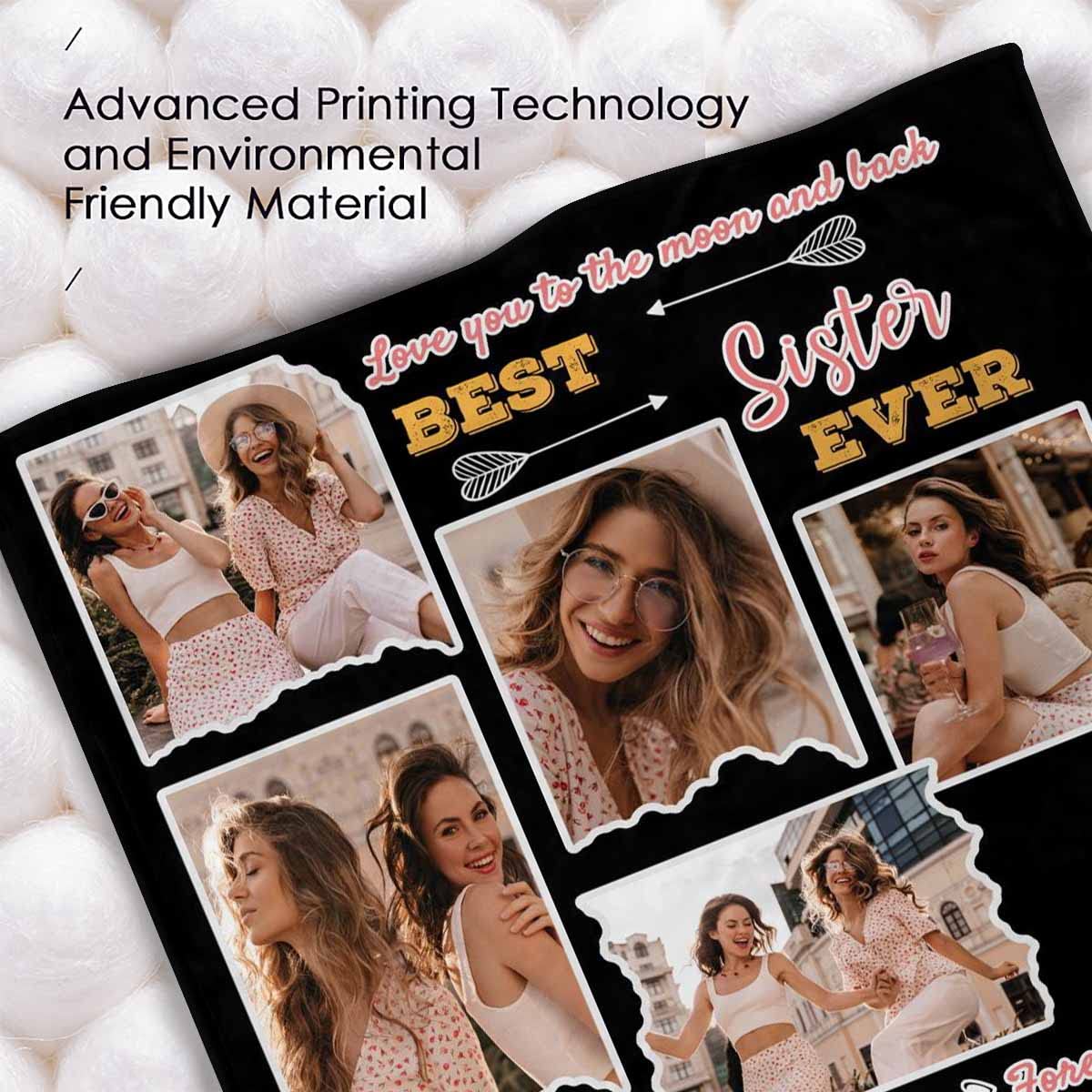Personalized Best Friend Blanket - Love You to The Moon & Back, Best Sister Ever Forever, Custom BFF Throw Blanket, Birthday & Christmas Gifts for Women & Teens, 60x80, Perfect for Cozy Nights & Friendship Celebrations