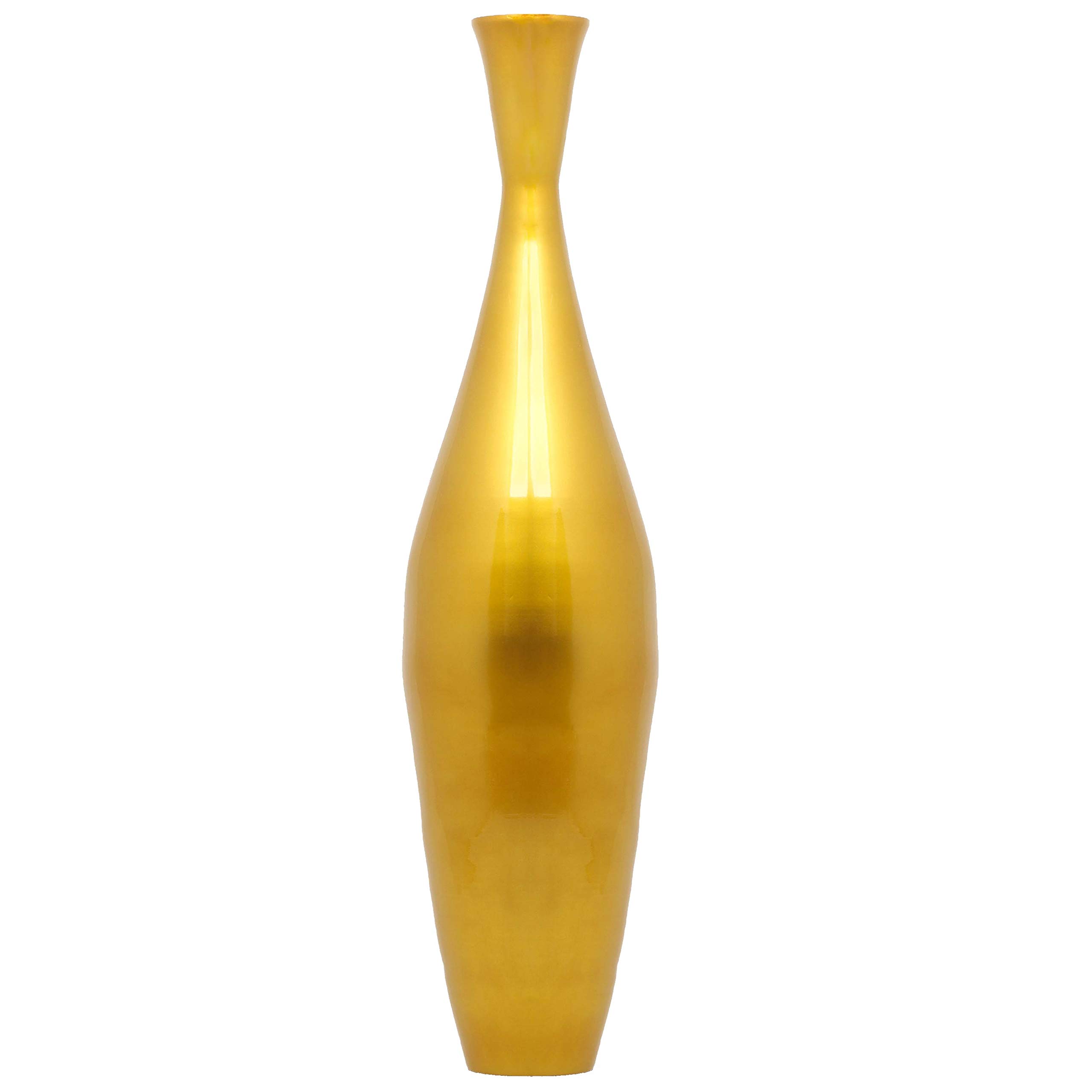 Uniquewise 43-Inch Modern Tall Bamboo Narrow Trumpet Floor Vase in Gold - Elegant Home Decor for Living Room, Entryway, or Office (QI003889.GD)