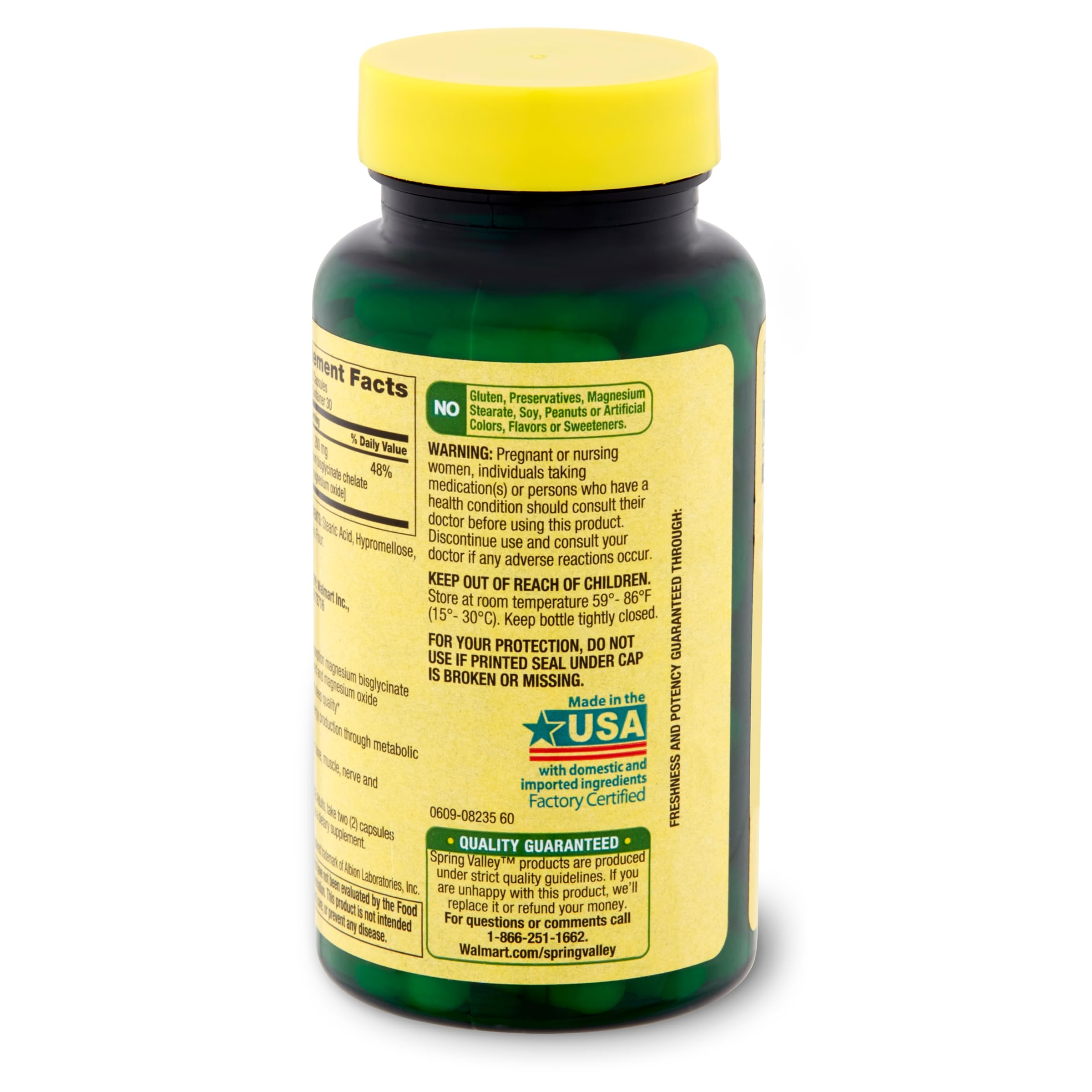 Spring Valley Magnesium Supplement 200mg - Supports Sleep, Bone & Muscle Health - 60 Vegetarian Capsules - Perfect for Relaxation & Recovery After Workouts