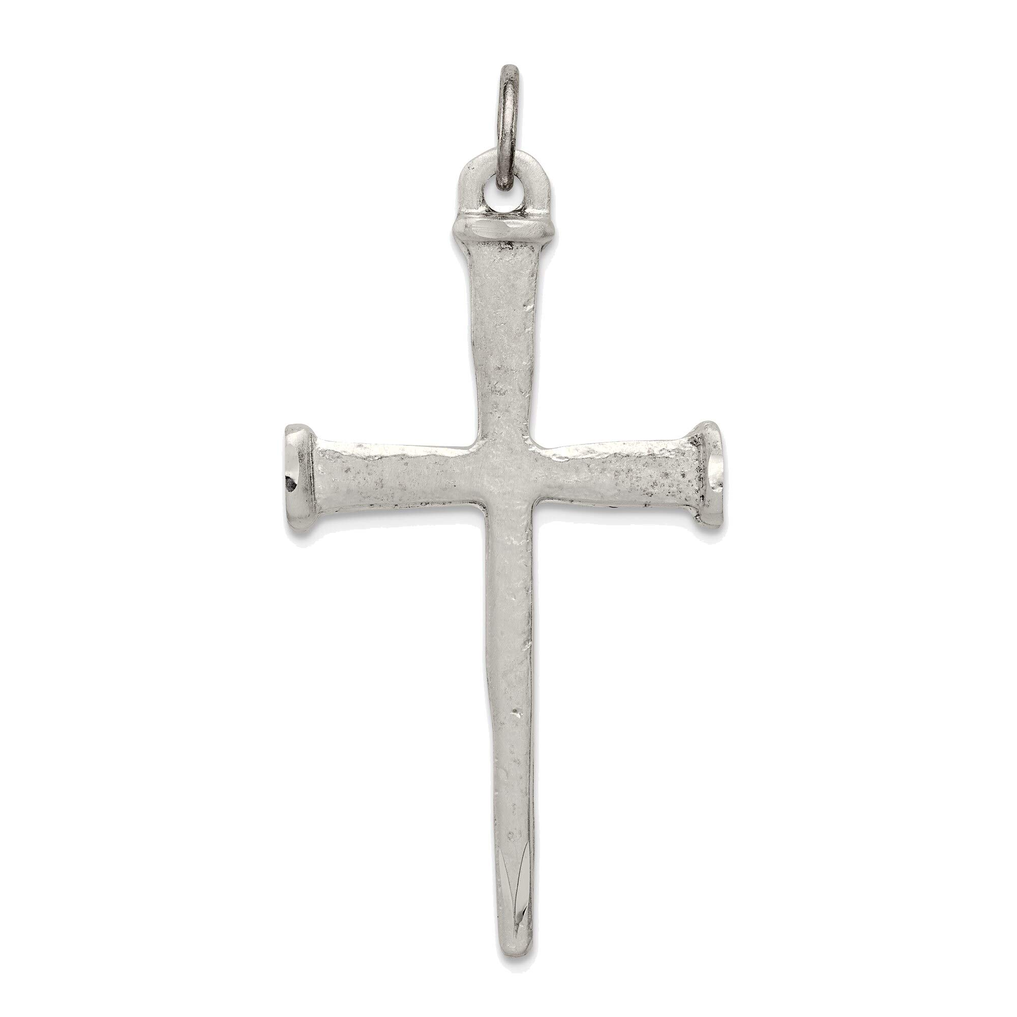 Bonyak Sterling Silver Antiqued Nail Cross Pendant Necklace - Religious Jewelry for Women & Men, Perfect for Church, Gift Giving & Everyday Wear