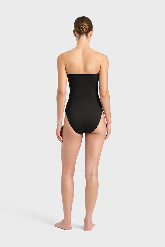 BONDI BORN Dahlia One Piece Swimsuit - Black Women's High Waisted Bathing Suit for Beach, Pool & Vacation