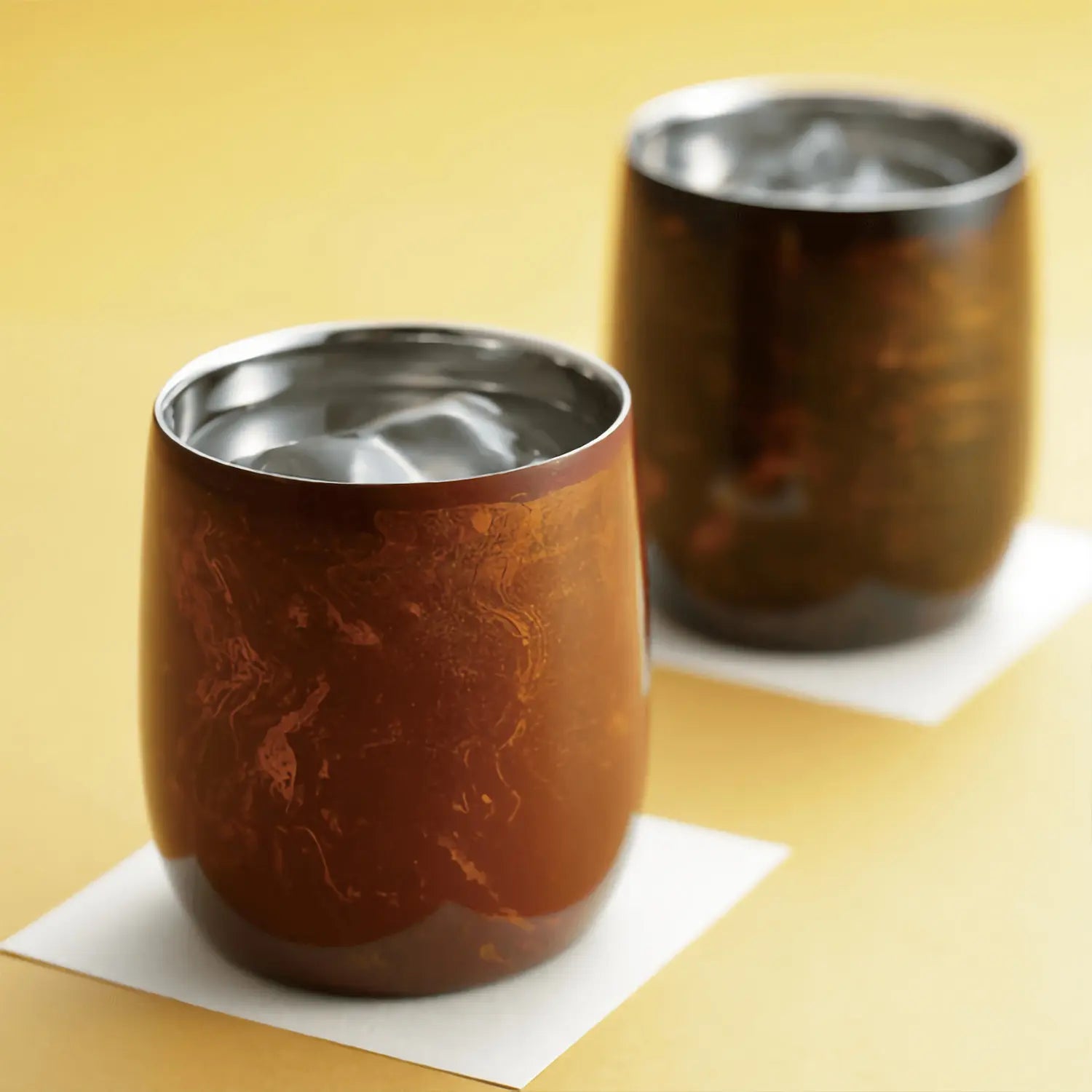 Premium Asahi Stainless Steel Double Wall Insulated Rocks Glasses (250ml/8.5oz) - Set of 2 - Keeps Drinks Cold for Hours - Perfect for Whiskey, Cocktails, Iced Coffee & Outdoor Entertaining