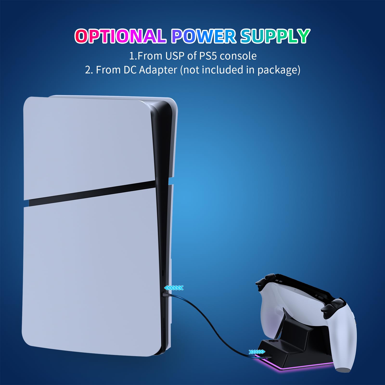 Magnetic Charging Dock for PS5 Portal Handheld with Ambient Light - Playstation 5 Accessories | Portable Charging Station for Gaming at Home or Travel