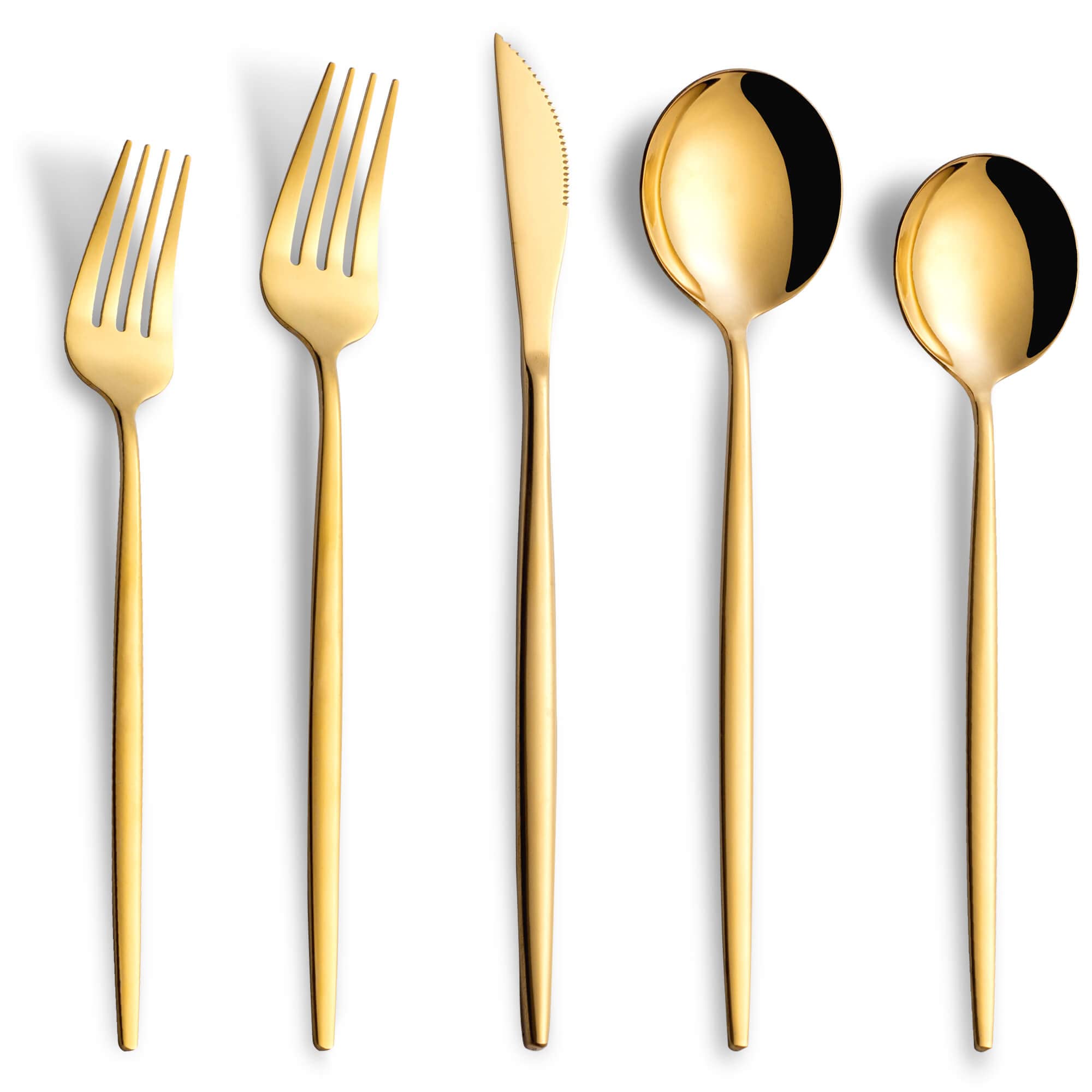 40-Piece Gold Silverware Set - Stainless Steel Flatware Cutlery Set Service for 8 (Forks, Spoons, Knives) - Elegant Kitchen Utensil & Tableware for Home, Restaurant & Wedding - Dishwasher Safe - Perfect for Dining, Entertaining & Special Occasions
