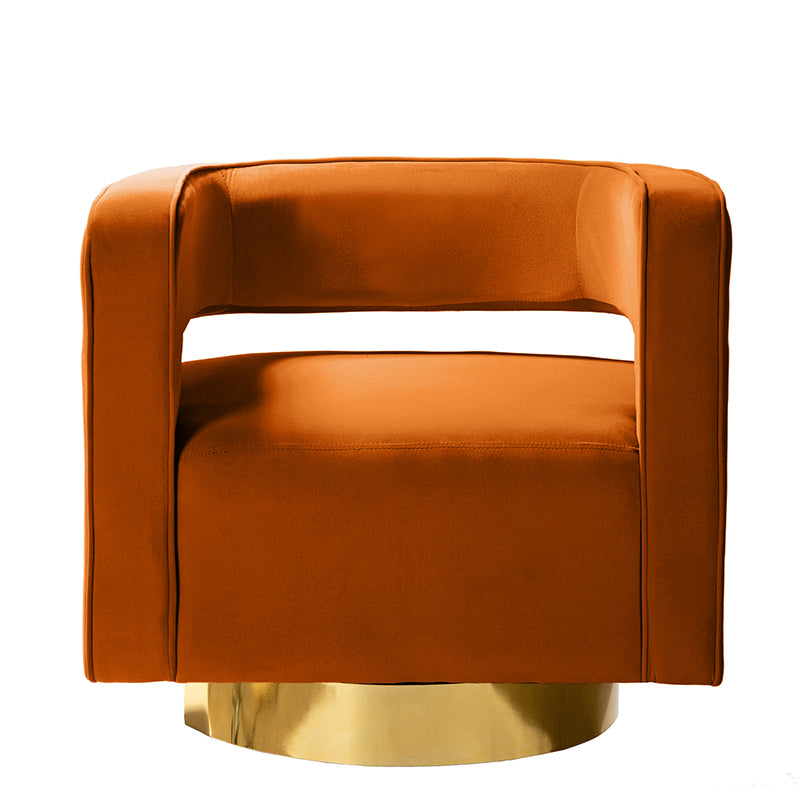Agata Velvet Swivel Barrel Armchair - Modern Velvet Accent Chair with 360° Rotation for Living Room, Bedroom & Office