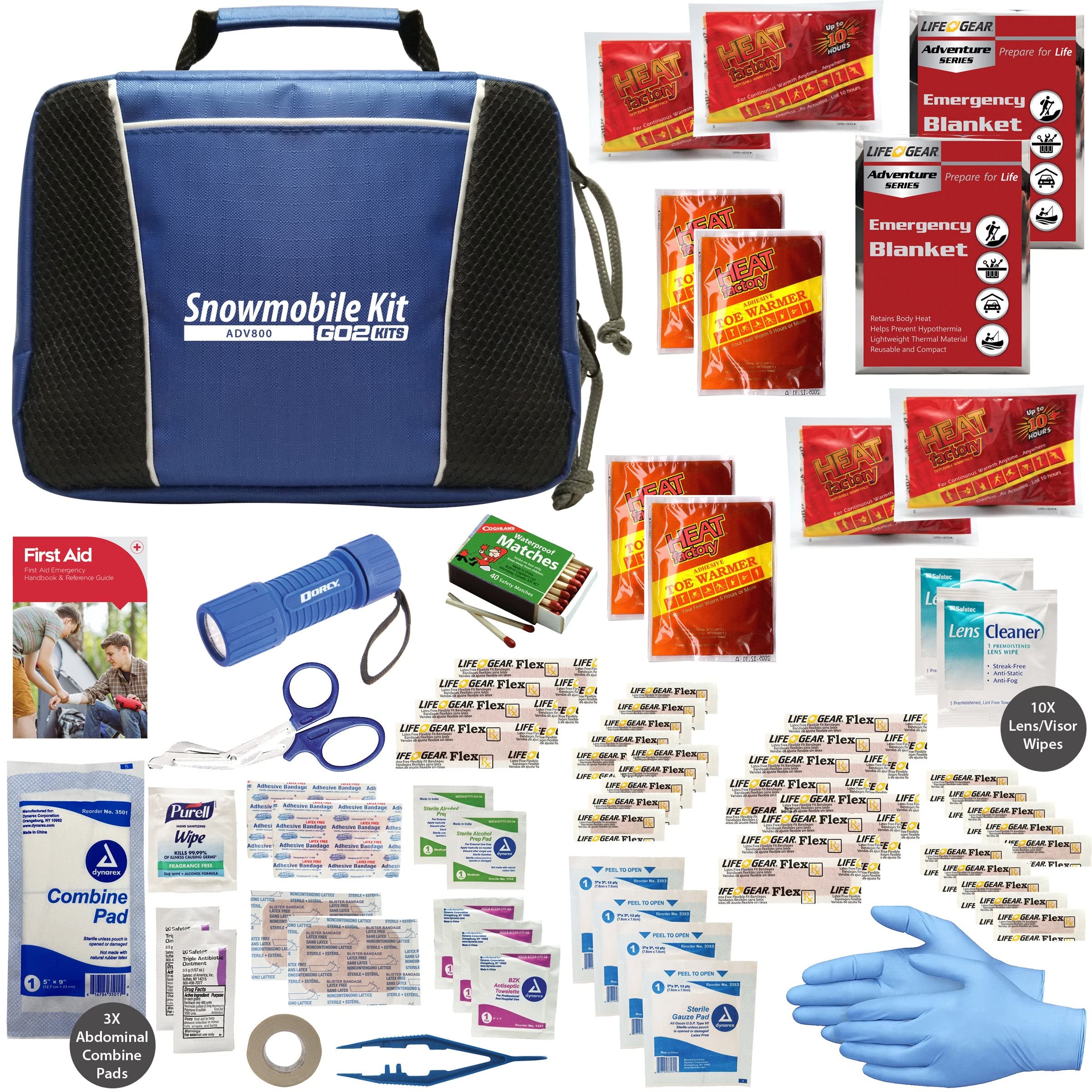 Go2Kits Snowmobile Survival Kit - Emergency Blanket, Hand Warmers, First Aid Tools for Cold Weather Outdoor Adventures, Winter Camping & Hiking (1 Pack)