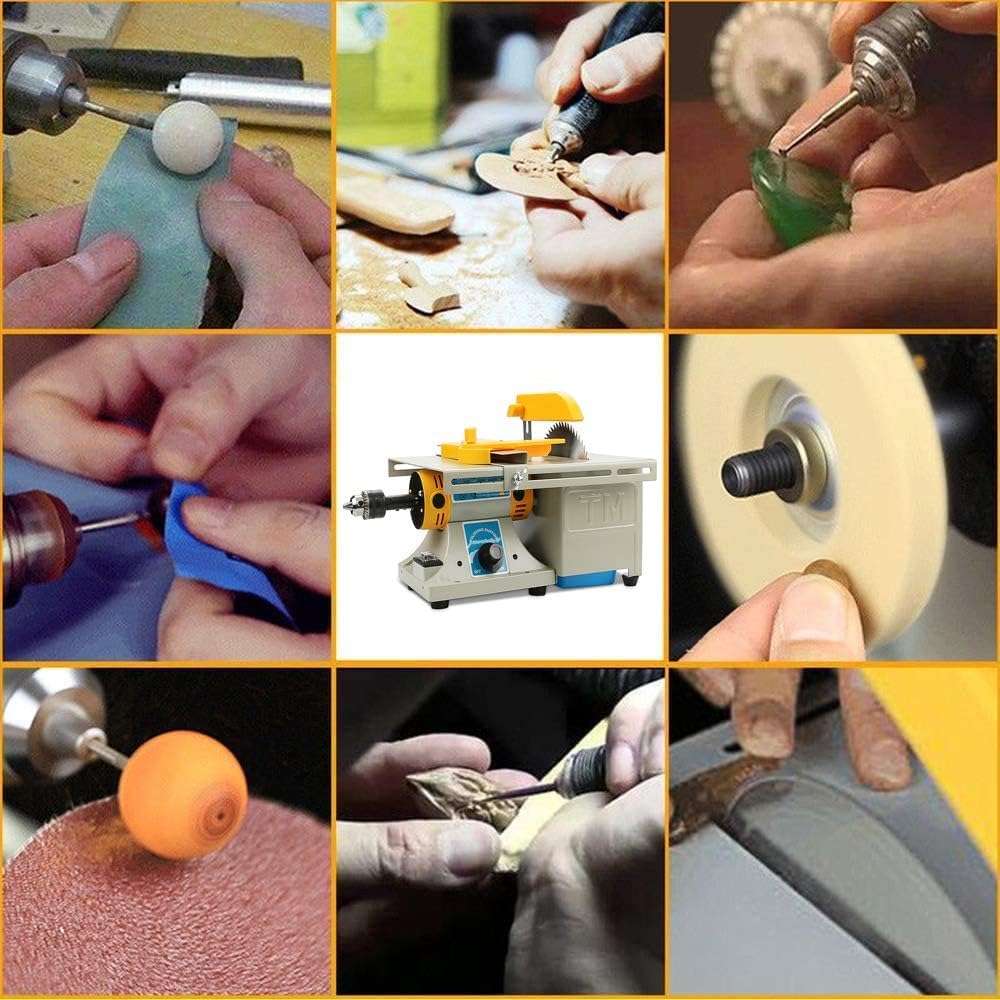 Professional 110V Mini Table Saw Jewelry Grinder Polishing Machine - Lapidary Equipment Rock Polisher with Flexible Shaft (0-10000 RPM) for Jewelry Making, Wood Carving, Amber Processing, Metal & Jade Crafting - Perfect for DIY Crafts, Gemstone Cutting & Home Workshops