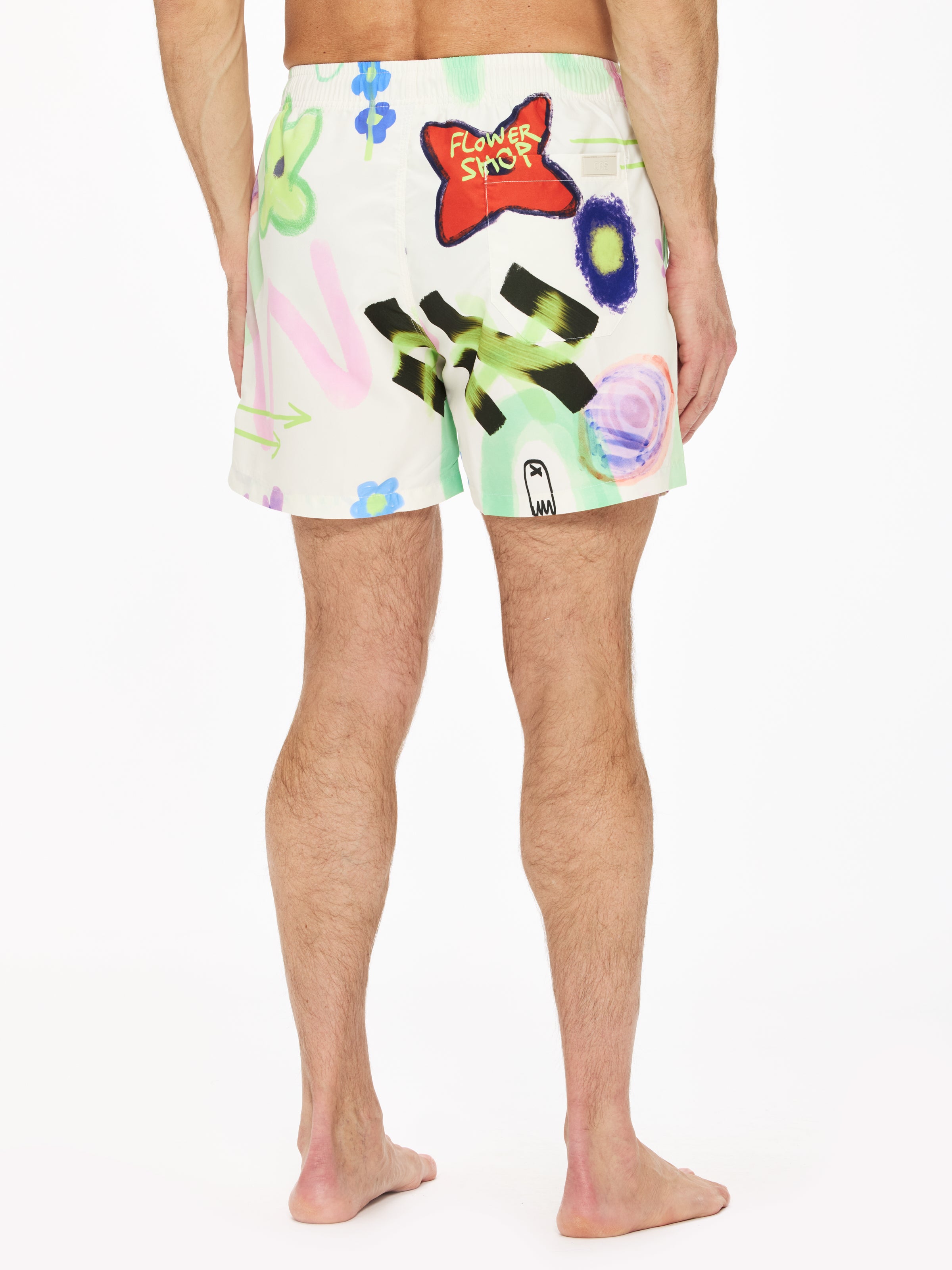 OAS Men's Swim Shorts with Floral Print - Quick Dry, Comfortable Beach Shorts for Swimming, Surfing, and Summer Vacations