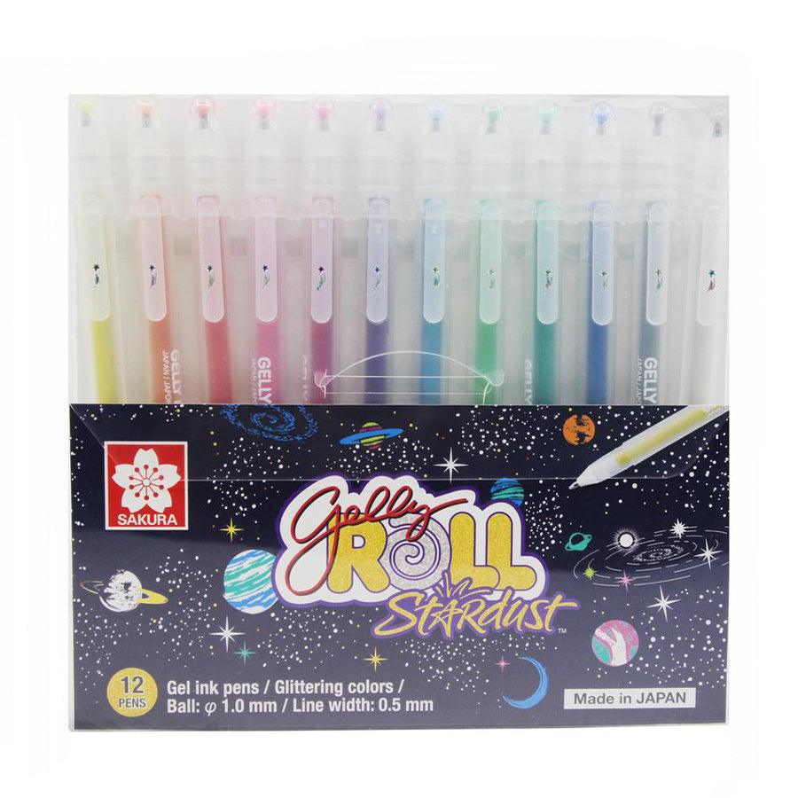 SAKURA Gelly Roll Star Dust Pen Set - 12 Vibrant Metallic Colors for Bullet Journaling, Scrapbooking & Art Projects