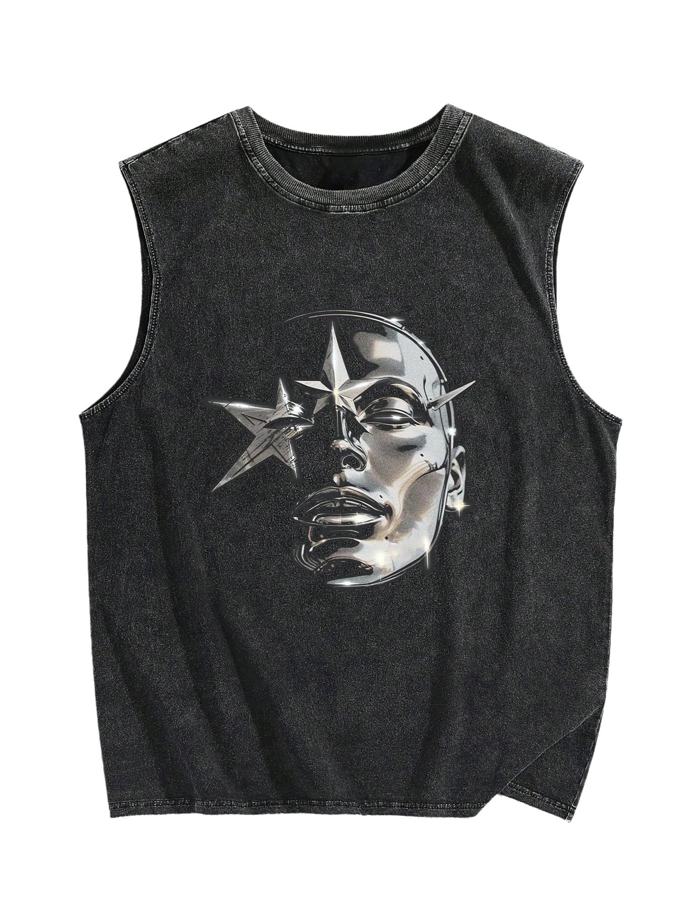 Verdusa Men's Vintage Graphic Tee - Washed Cotton Sleeveless Tank Top for Summer | Casual Streetwear, Gym & Outdoor Activities