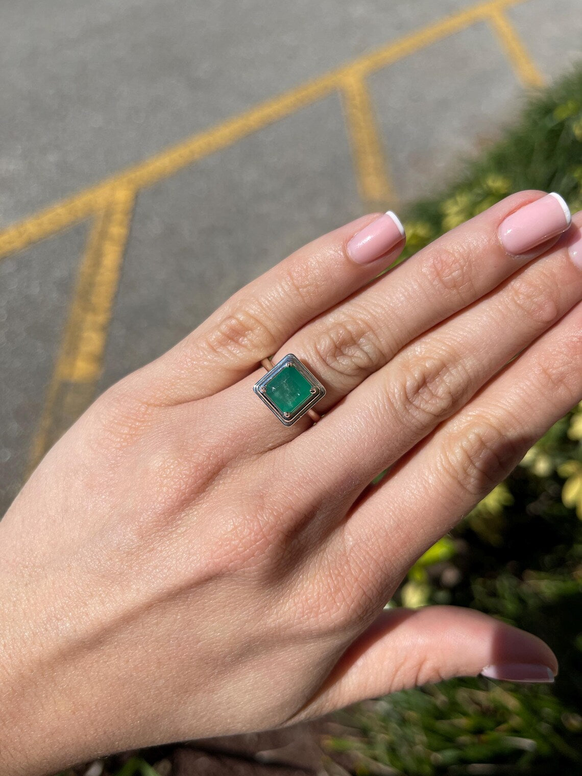 2.40 Carat Natural Asscher Cut Emerald Solitaire Ring in 925 Sterling Silver - Elegant Engagement & Wedding Jewelry for Women