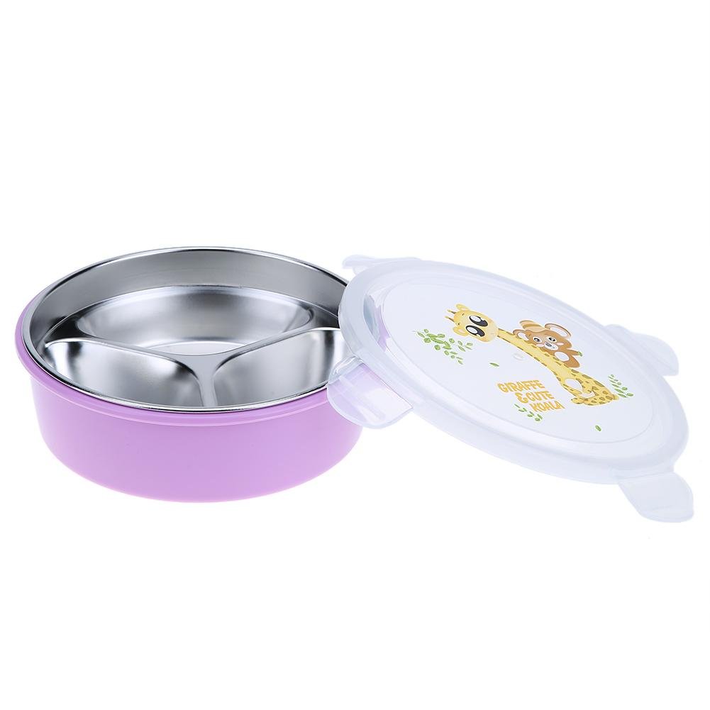 Awakingdemi 2 Compartment Round Stainless Steel Kids Lunch Box - BPA-Free Food Container for School, Picnics & Outdoor Activities