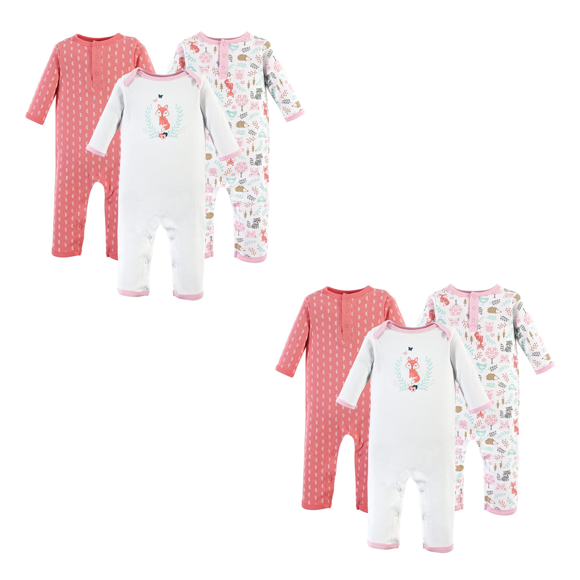 Hudson Baby Cotton Coveralls Multi-Pack for Unisex Infants - Playtime & Nursery