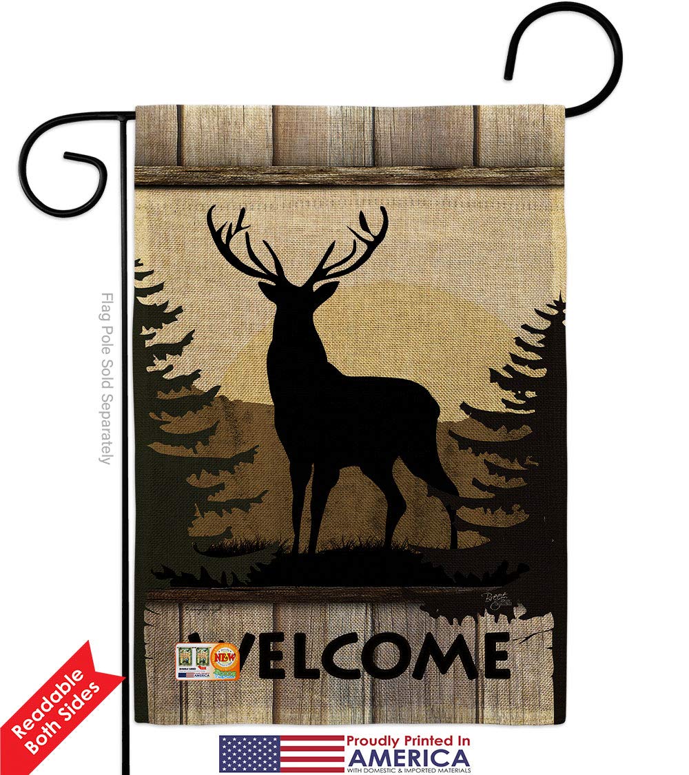 Deer Burlap Garden Flag Set - Double-Sided Wildlife Decor for Yard & Farm