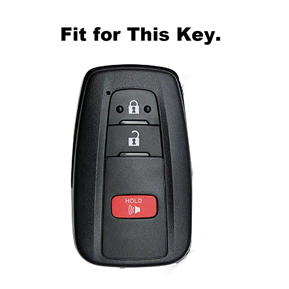 Genuine Leather Handmade Key Fob Cover - Premium Car Key Protector Case for Toyota Camry, RAV4, Corolla, Highlander, Land Cruiser, Prado (Fits 3/4/5/6 Button Keys, Black) - Perfect for Daily Use, Travel & Key Protection