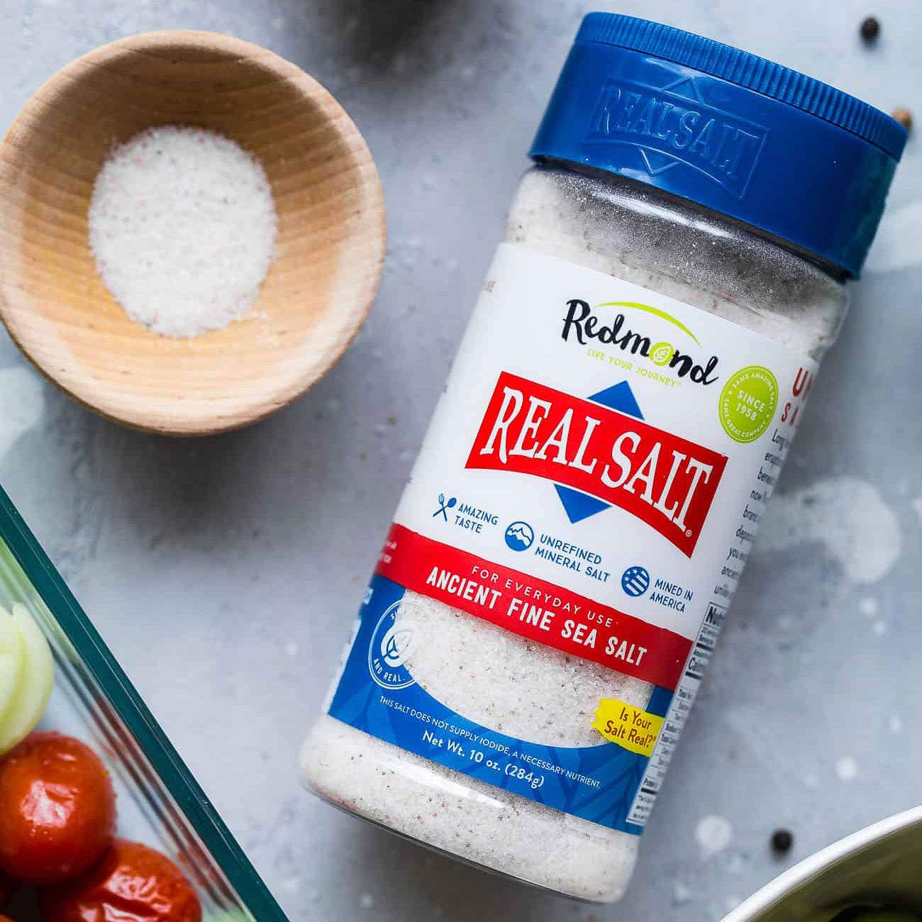 Redmond Real Sea Salt - Natural Unrefined, Gluten-Free Fine Grain Salt, 10oz Shaker (1 Pack) - Perfect for Cooking, Baking & Seasoning Dishes