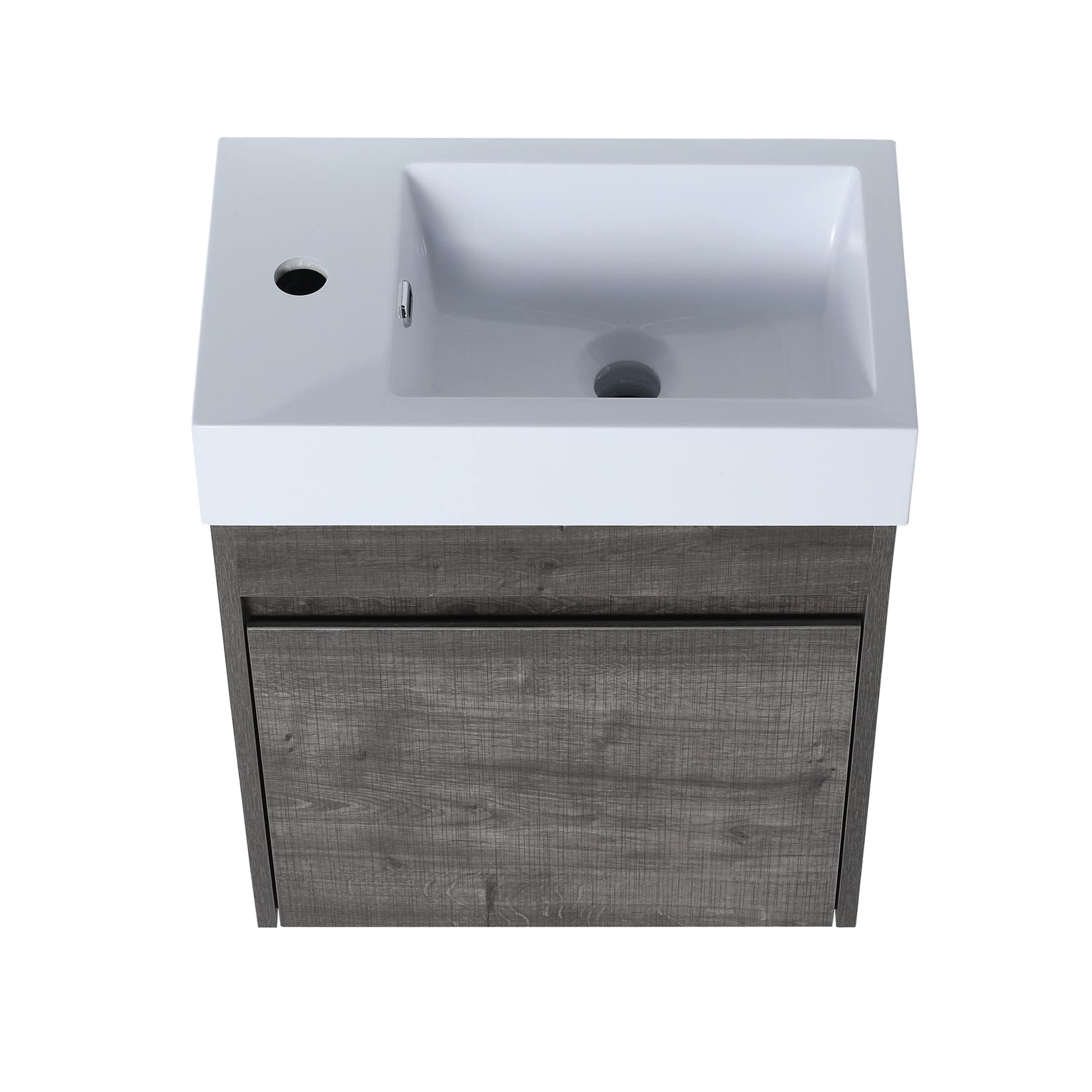 Modern 18-Inch Wall Mounted Bathroom Vanity Set with Sink Combo - Space-Saving Wood Hanging Cabinet with Resin Basin & Storage - Perfect for Small Bathrooms, Powder Rooms & Apartments (Grey)