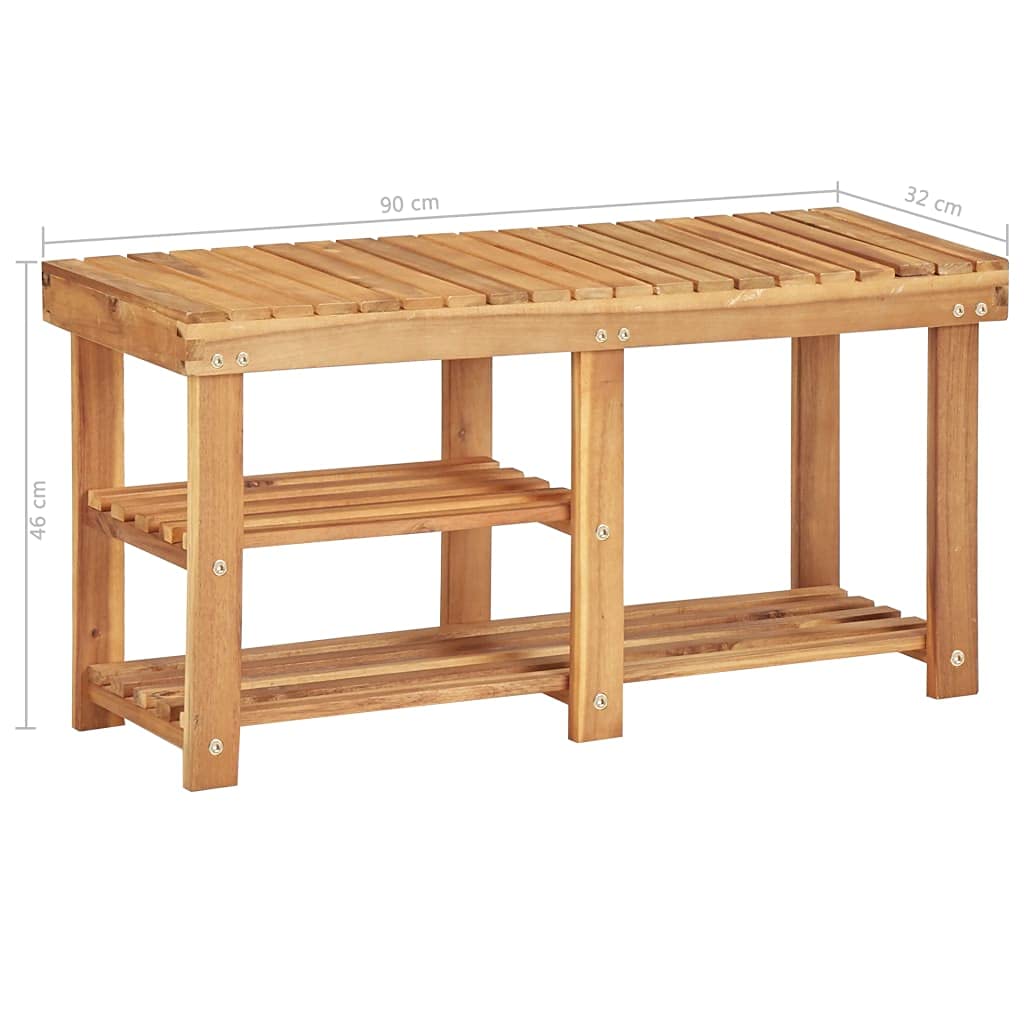 Rustic Acacia Wood Shoe Cabinet with Storage - 35.4