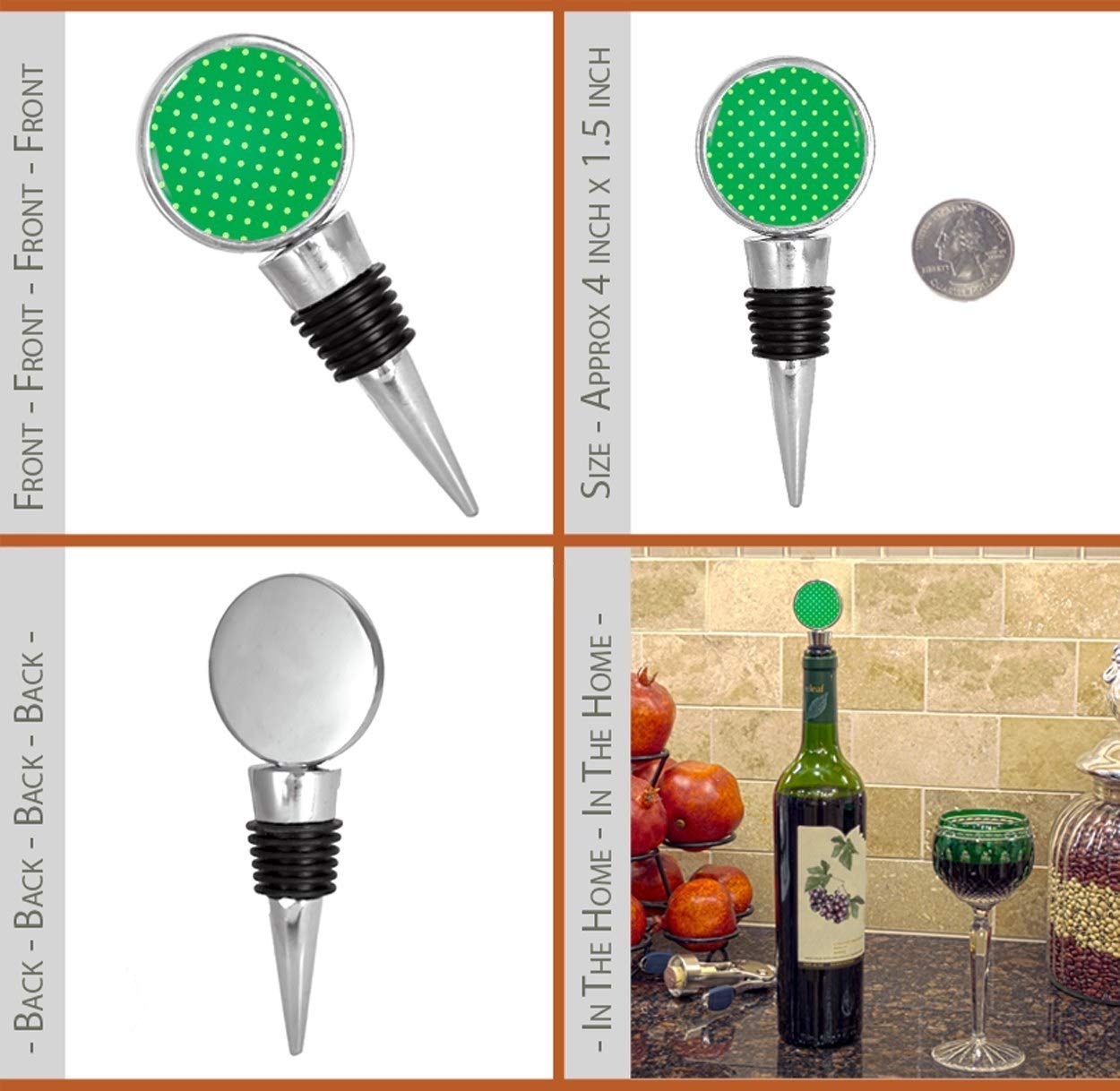 Eco-Friendly Polka Dot Wine Stopper - Green & Light Green Pattern for Wine Bottles | Perfect for Parties, Gifts & Home Bar Accessories