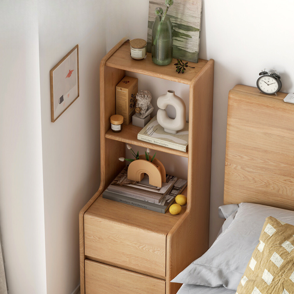Solid Oak Wood Nightstand - Sturdy & Elegant Bedside Table for Bedroom, Living Room, or Office - Perfect for Storage & Décor