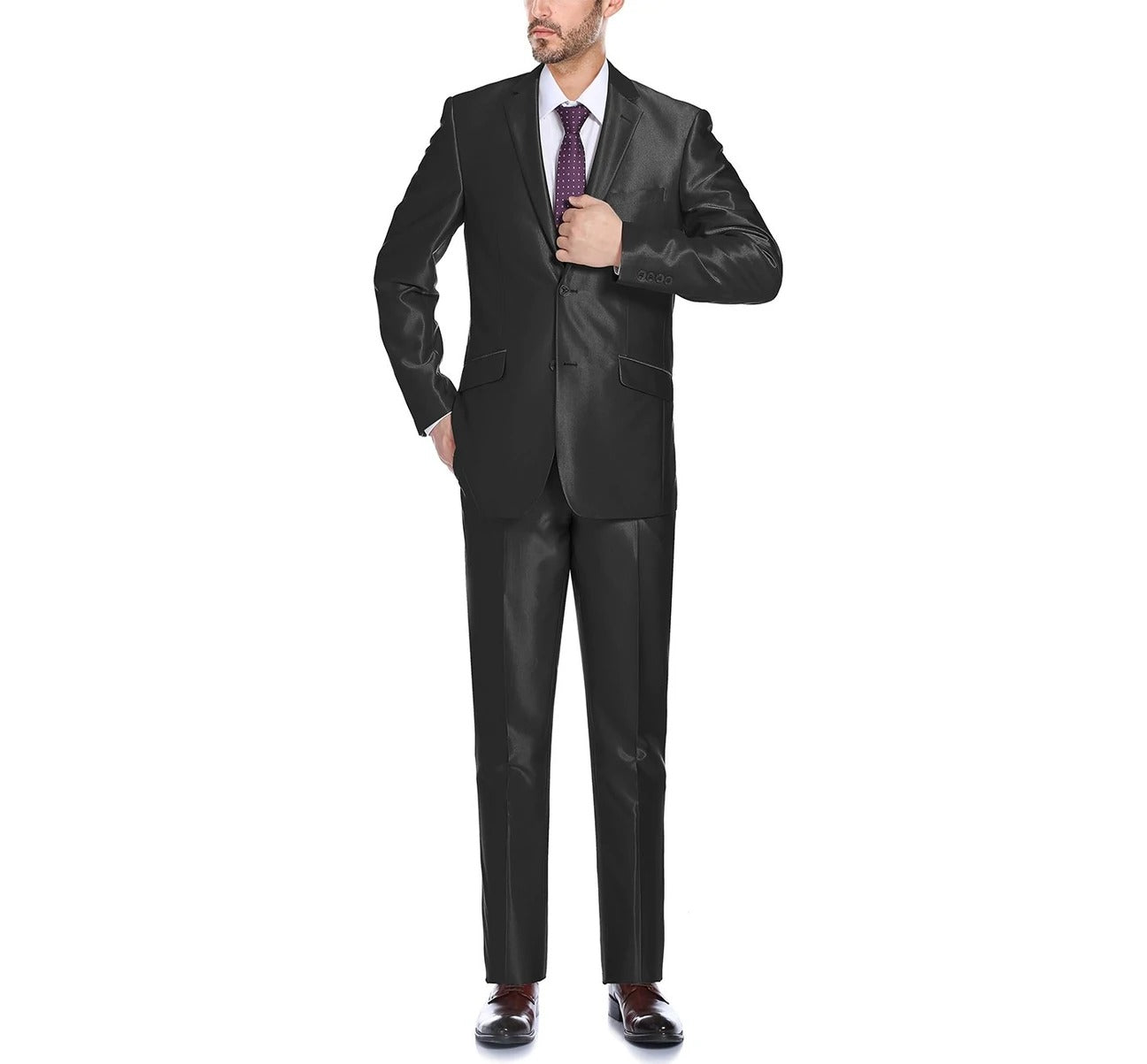 Alessandro Vitello by Renoir Sharkskin Slim Fit Italian Styled Two Piece Suit 207 - Premium Men's Business Attire for Weddings, Office & Formal Events