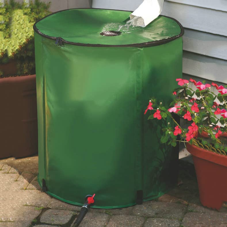 Collapsible Rain Barrel 260 Gallon - Portable Water Storage Tank with Filter Spigot & Overflow Kit - Rainwater Collection System for Garden, Yard & Outdoor Use - Eco-Friendly Water Conservation Solution