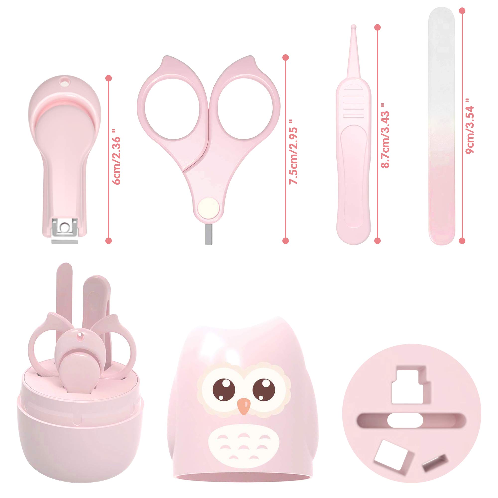 HyAdierTech Baby Nail Care Kit - 4-in-1 Infant Grooming Set with Owl Case, Safe Nail Clippers, Scissors, Nail File & Tweezers | Newborn & Toddler Manicure Pedicure Essentials | Perfect for Baby Bath Time, Travel & Home Care