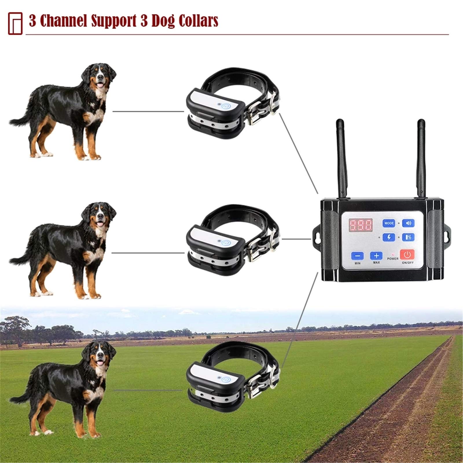 Wireless Dog Fence Electric Pet Containment System - Waterproof Training Collar with 6 Adjustable Levels (Vibration, Beep, Shock) | Safe Boundary Control for Small, Medium & Large Dogs | Ideal for Backyard, Garden & Outdoor Use
