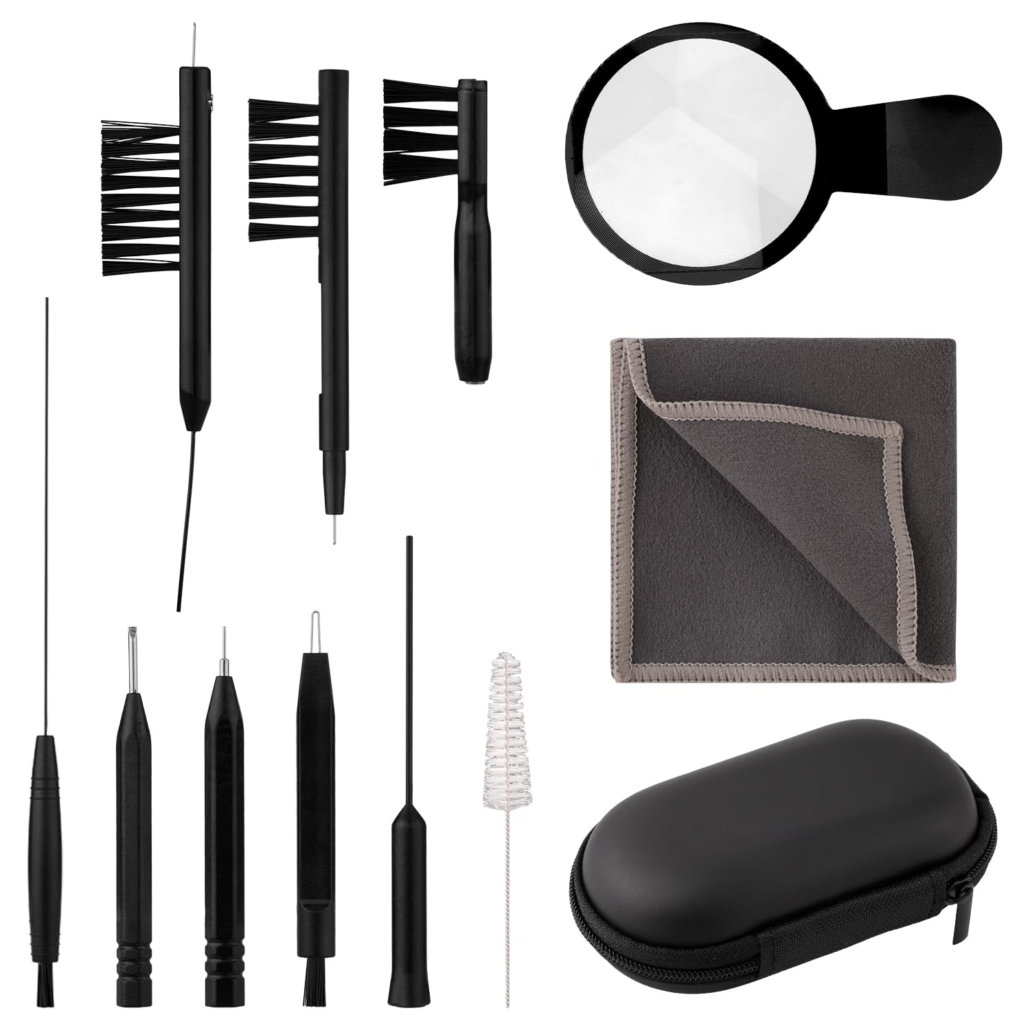 **12-Piece Hearing Aid Cleaning Kit - Includes Brush, Magnifier, Ventilation Rod, Screwdriver & Case - Essential Accessories for Hearing Aids, Headsets, Earbuds & Earphones - Perfect for Daily Maintenance & Travel**