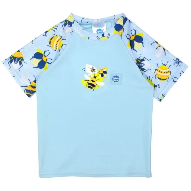 Boys' Rashguard Swim Shirt - UPF 50+ Sun Protection, Quick Dry, Short Sleeve Swim Top for Kids - Perfect for Beach, Pool & Water Sports Activities
