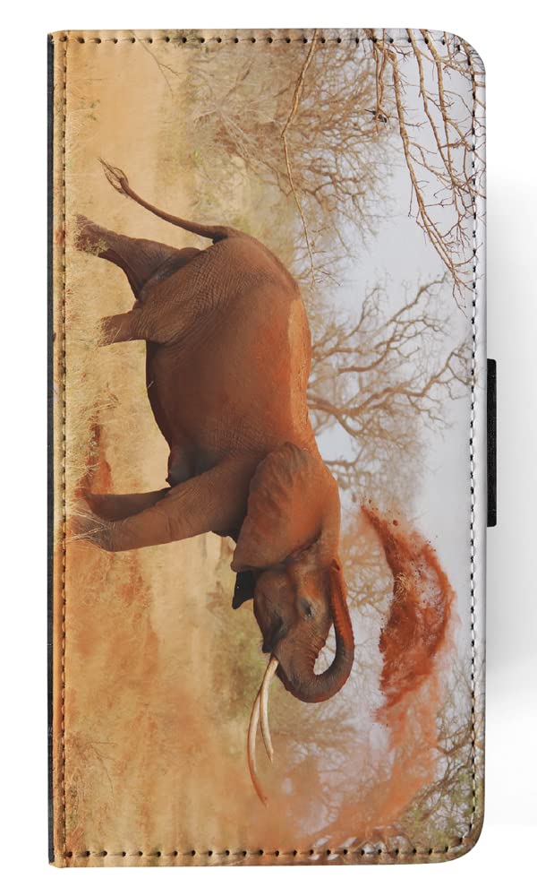 African Elephant Design Flip Wallet Phone Case for Apple iPhone X/Xs - Durable Leather Cover with Card Slots for Everyday Use & Travel