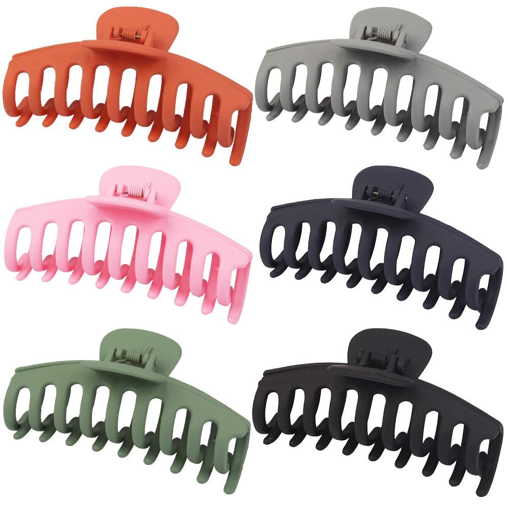 Bakefy Large Hair Claw Clips for Women - 3 Pack Extra Strong Banana Clips for Thick Hair, Matte Butterfly Hair Accessories for Girls - Perfect for Ponytails, Buns and Everyday Hairstyles