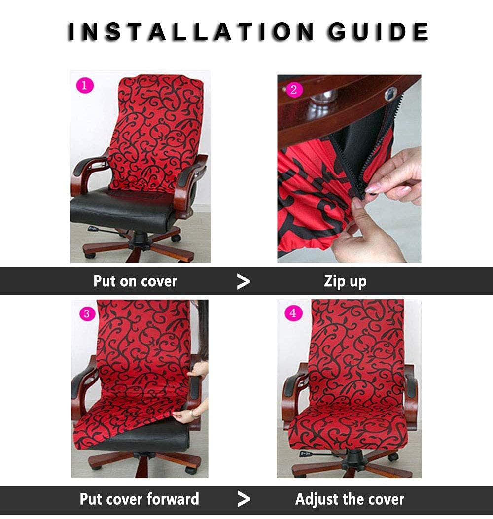 WOMACO Printed Office Chair Cover - Stretchable Computer Chair Slipcover, Universal Boss Chair Protector - Modern Minimalist Design High Back Chair Cover (Panda Print, Large Size) - Perfect for Home Office, Gaming Setup & Conference Rooms