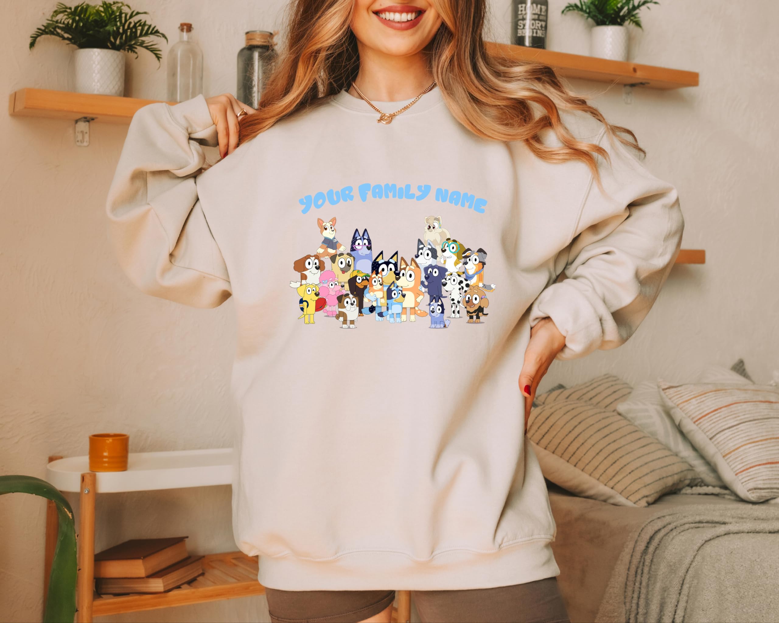 Custom Bluey Family Sweatshirts - Kids & Adult Matching Birthday Party Outfits - Bluey Themed Birthday Squad Shirts for Girls, Boys & Family - Perfect for Birthday Celebrations, Theme Parties & Family Photos