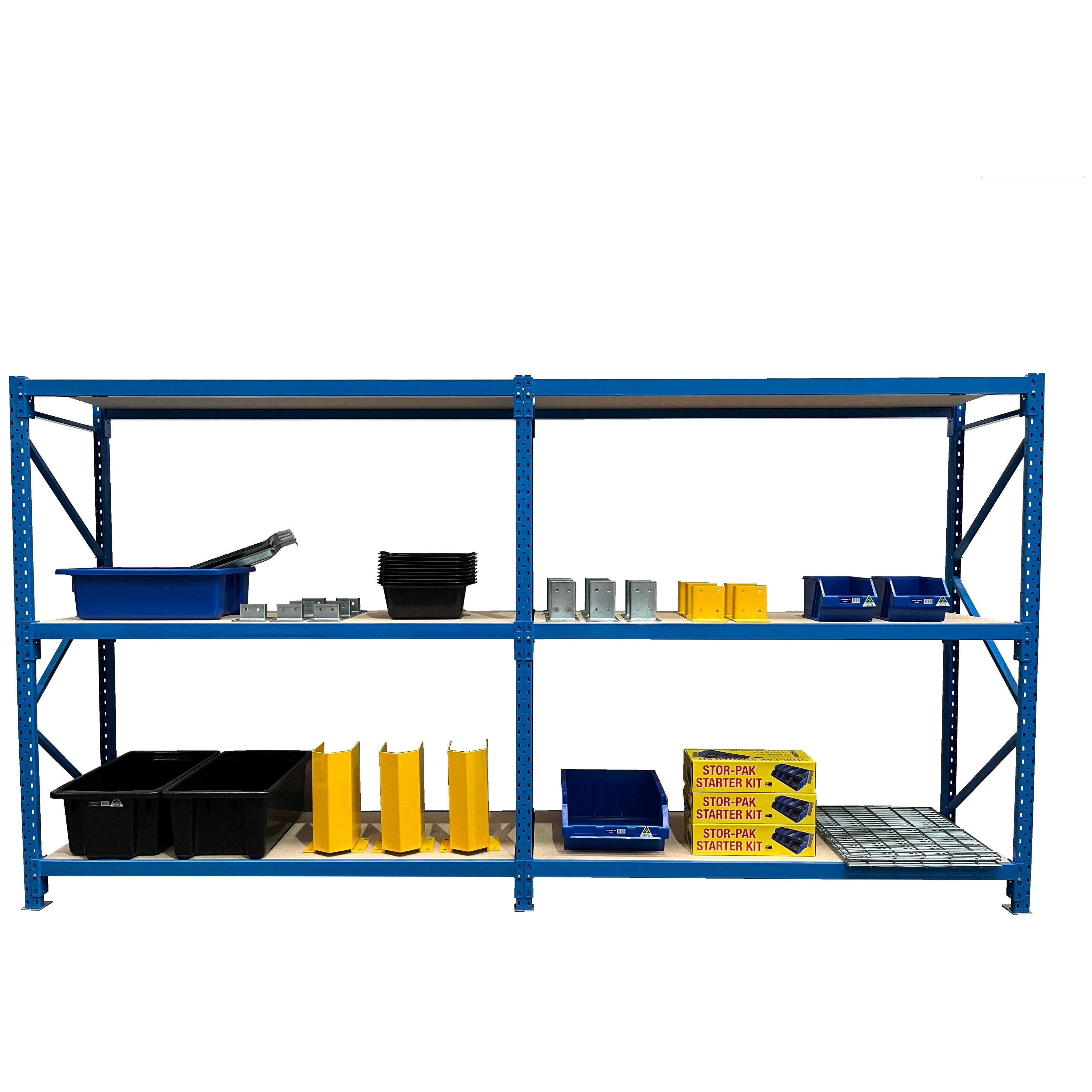 Heavy Duty Long Span Shelving 2 Bay Package - 4000kg Capacity for Warehouse & Industrial Storage Organization